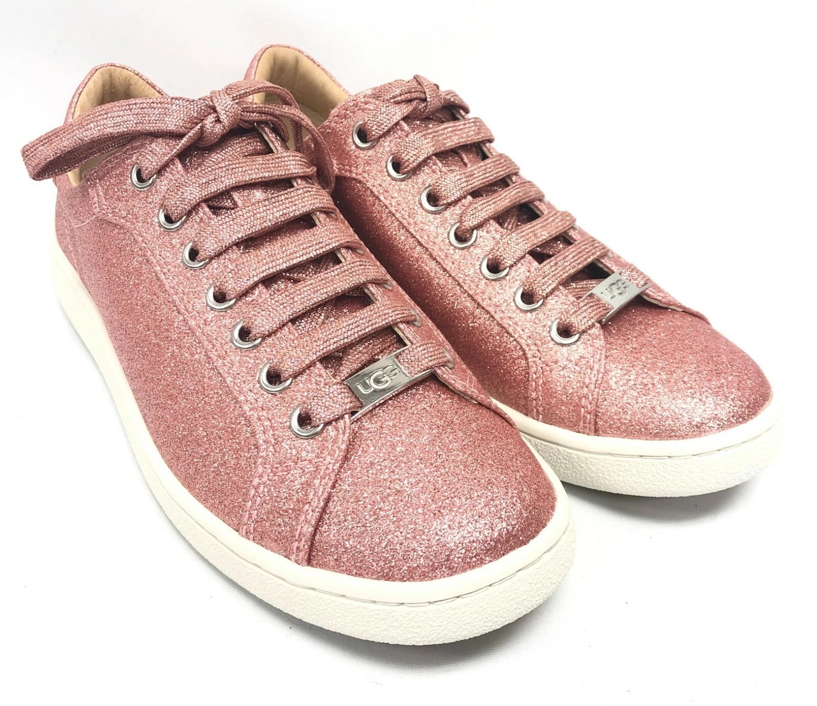 Ugg Australia Milo Glitter Pink Lace Up Sneakers Tennis Shoes 1100213 Size 8