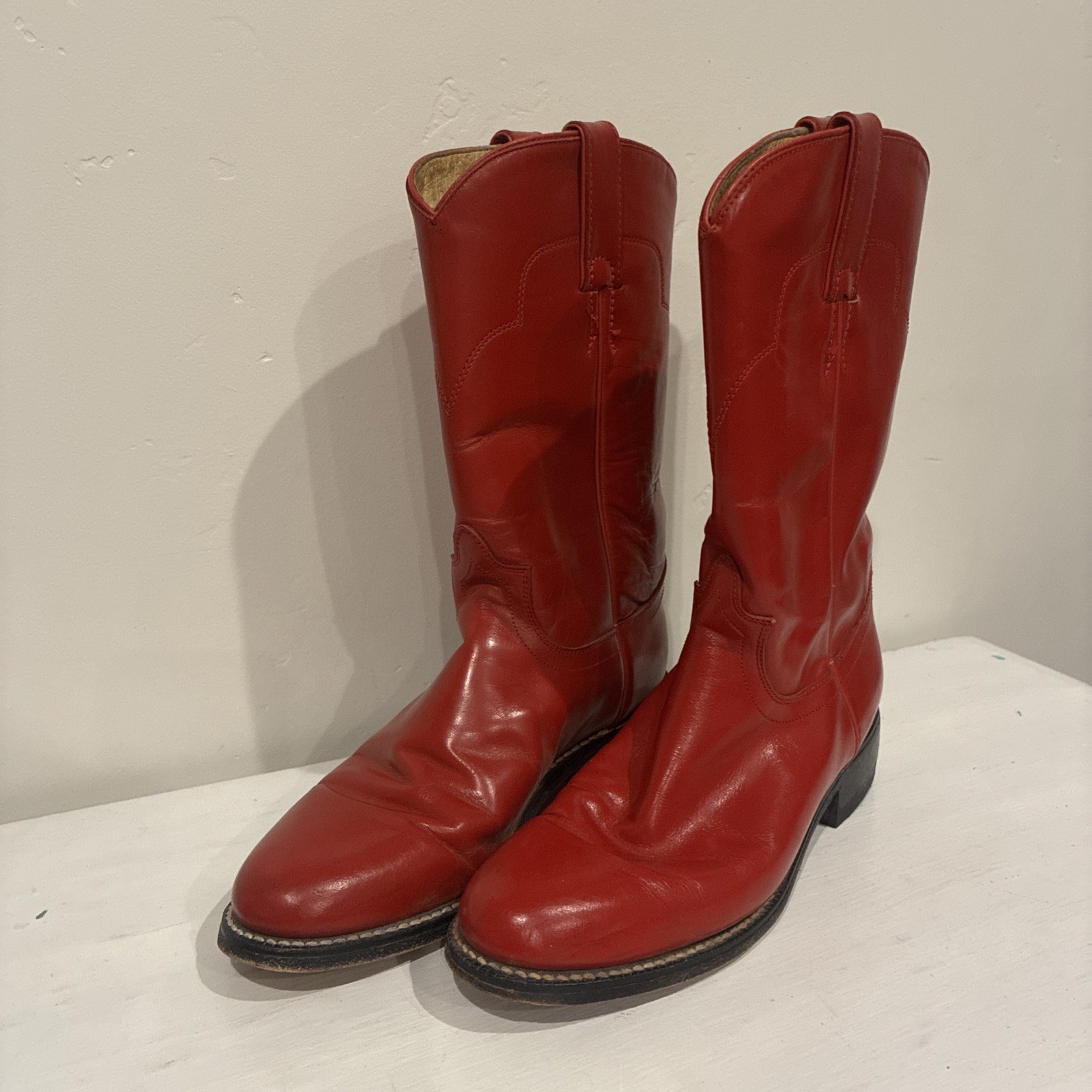 Vintage Tony Lama Women’s Red Leather Roper Cowgirl Boots Size US 5 1/2