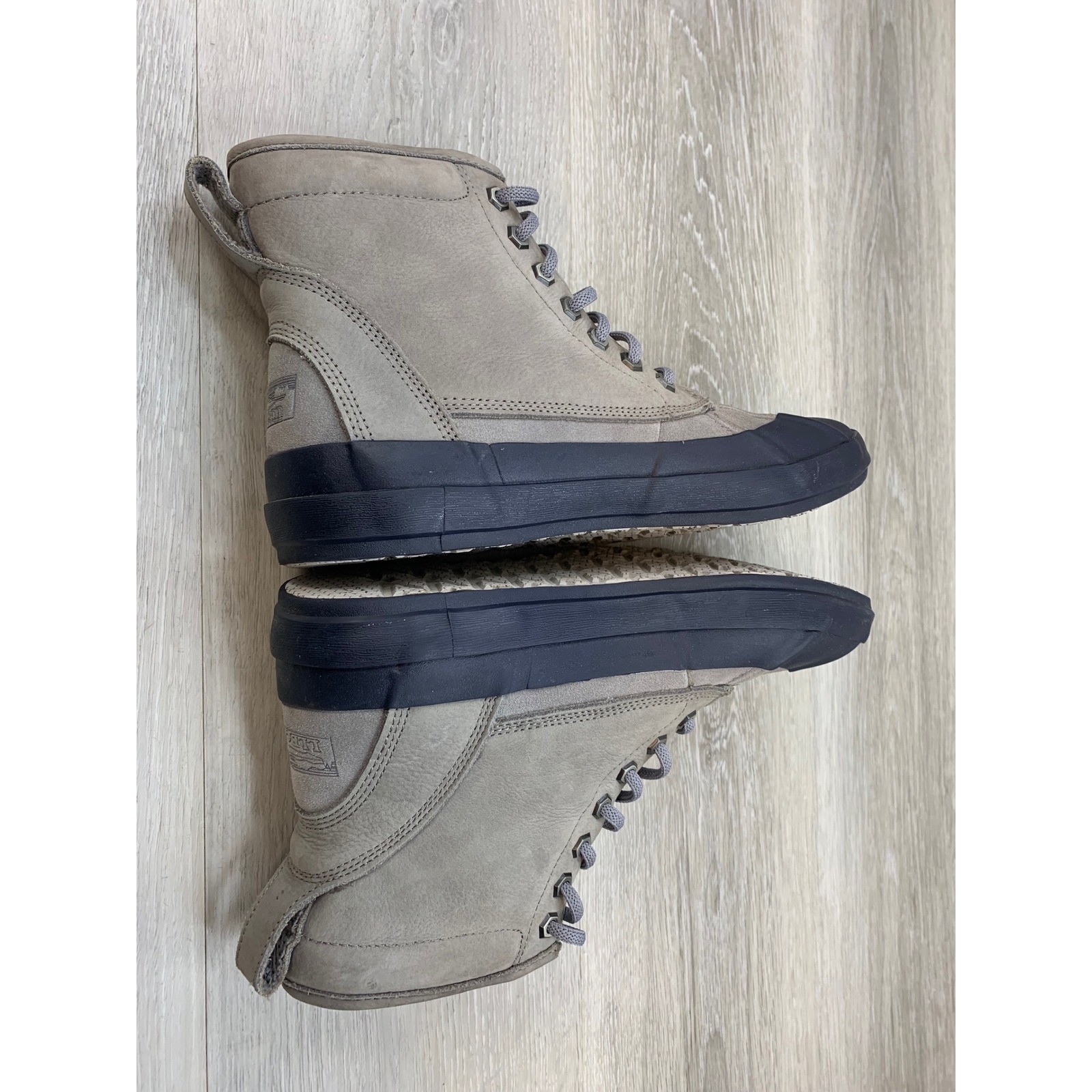 LL Bean Women’s 10 Grey Leather Duck Boots Lace Up Ankle Casual Comfort Boots