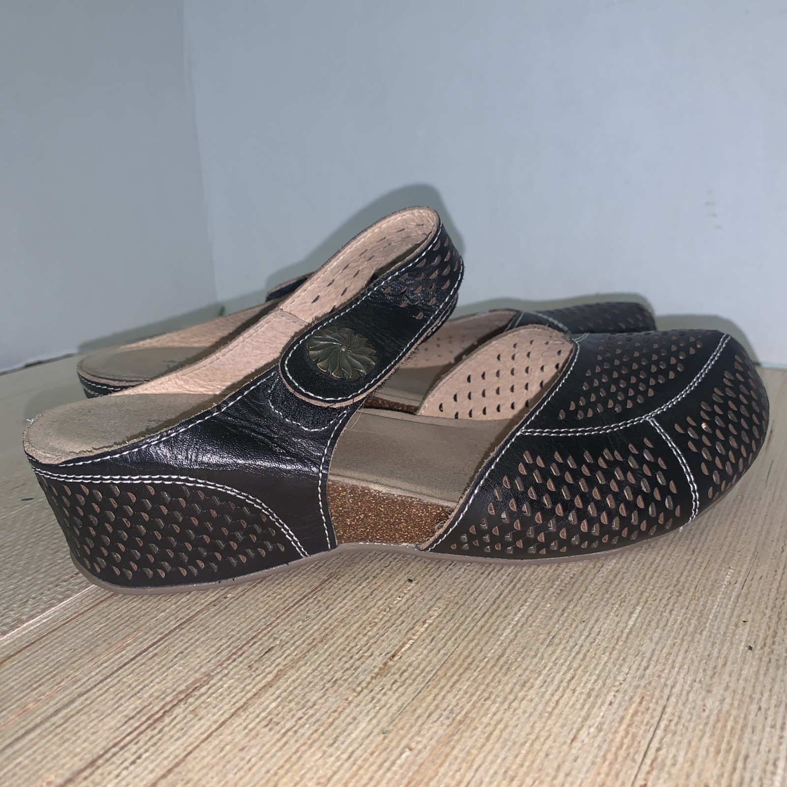 L’Artiste by Spring Step Spoorti Prorated Leather Brown Clog EU 38 Boho Hippy