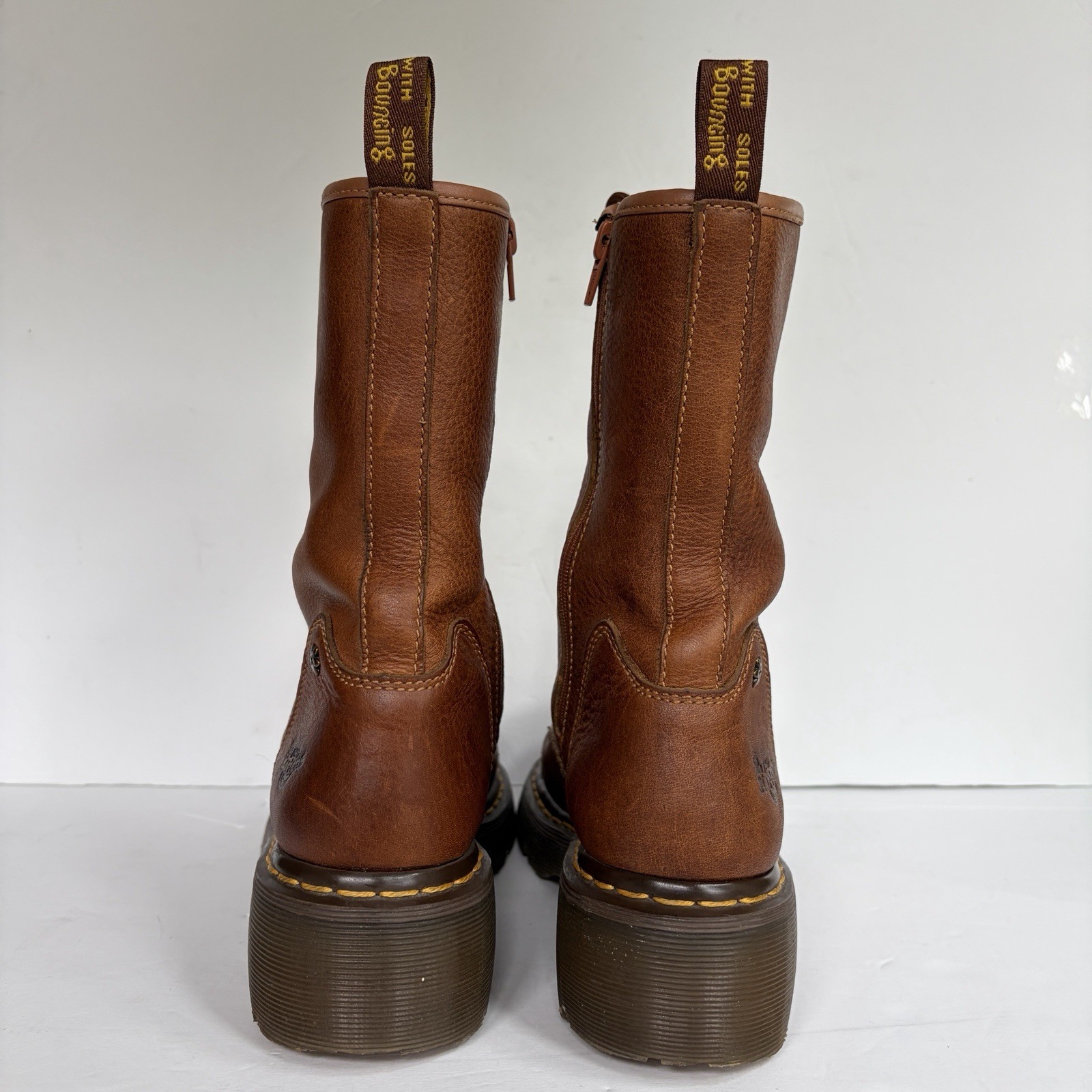 VTG Doc Martens Miranda Combat Boots Womens 8/8.5 Brown Lace Up Chunky Platform