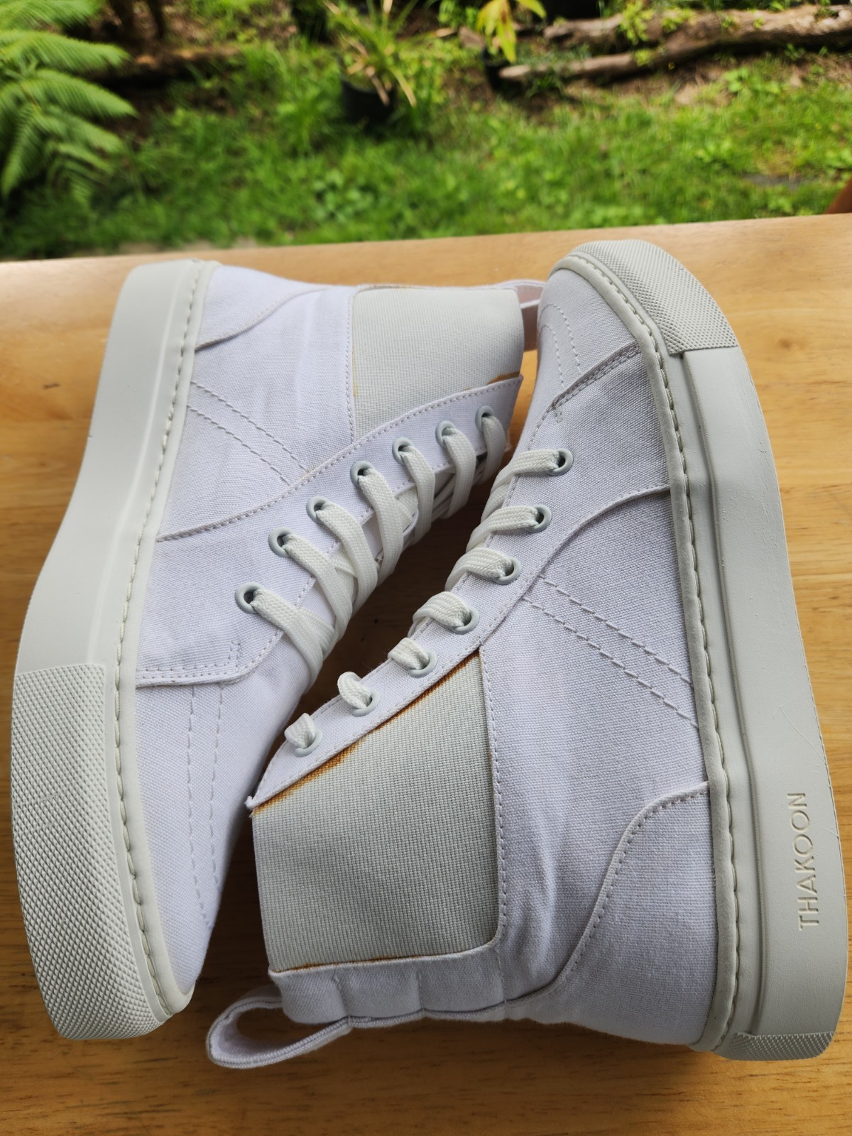 NEW! THAKOON 38/8 White Pull-On High Top Designer Sneakers Athletic Casual Shoes