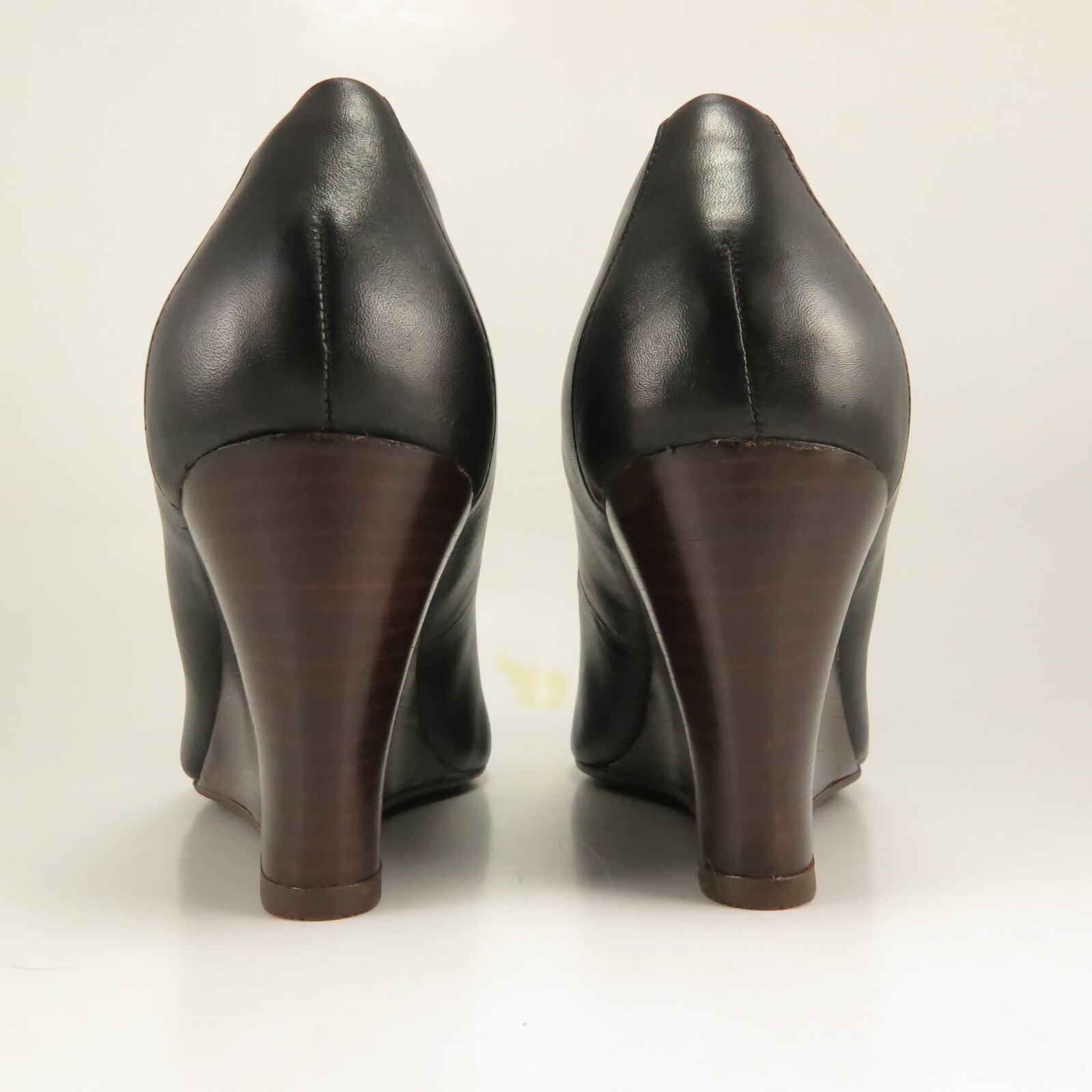 Clarks Artisan Wedge Pumps Womens Size 10M Black Leather 3.25″ inch High Heels