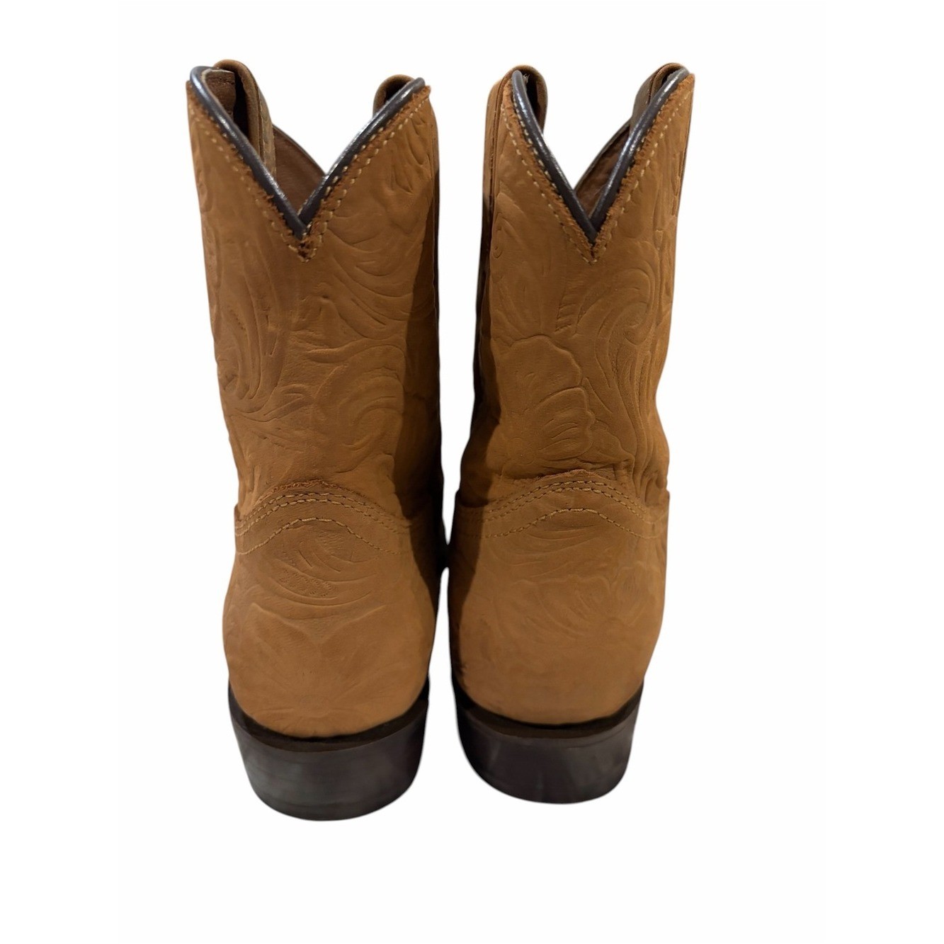 Frye Billy Western Short Bootie in Honey Floral Embossed Leather