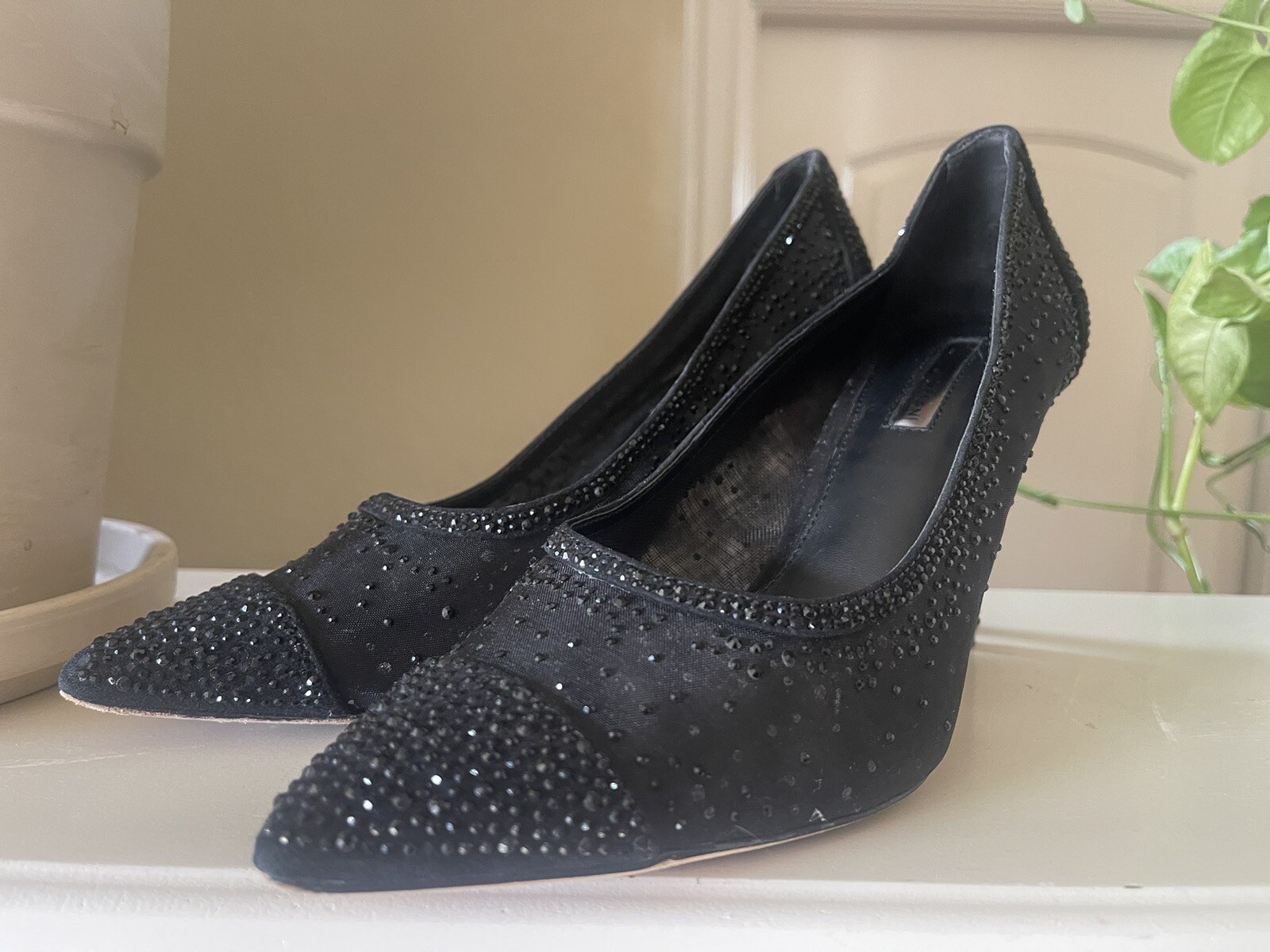 Antonio Melani MARINNA Black Crystals Covered Evening Formal High Heels Sz 8M