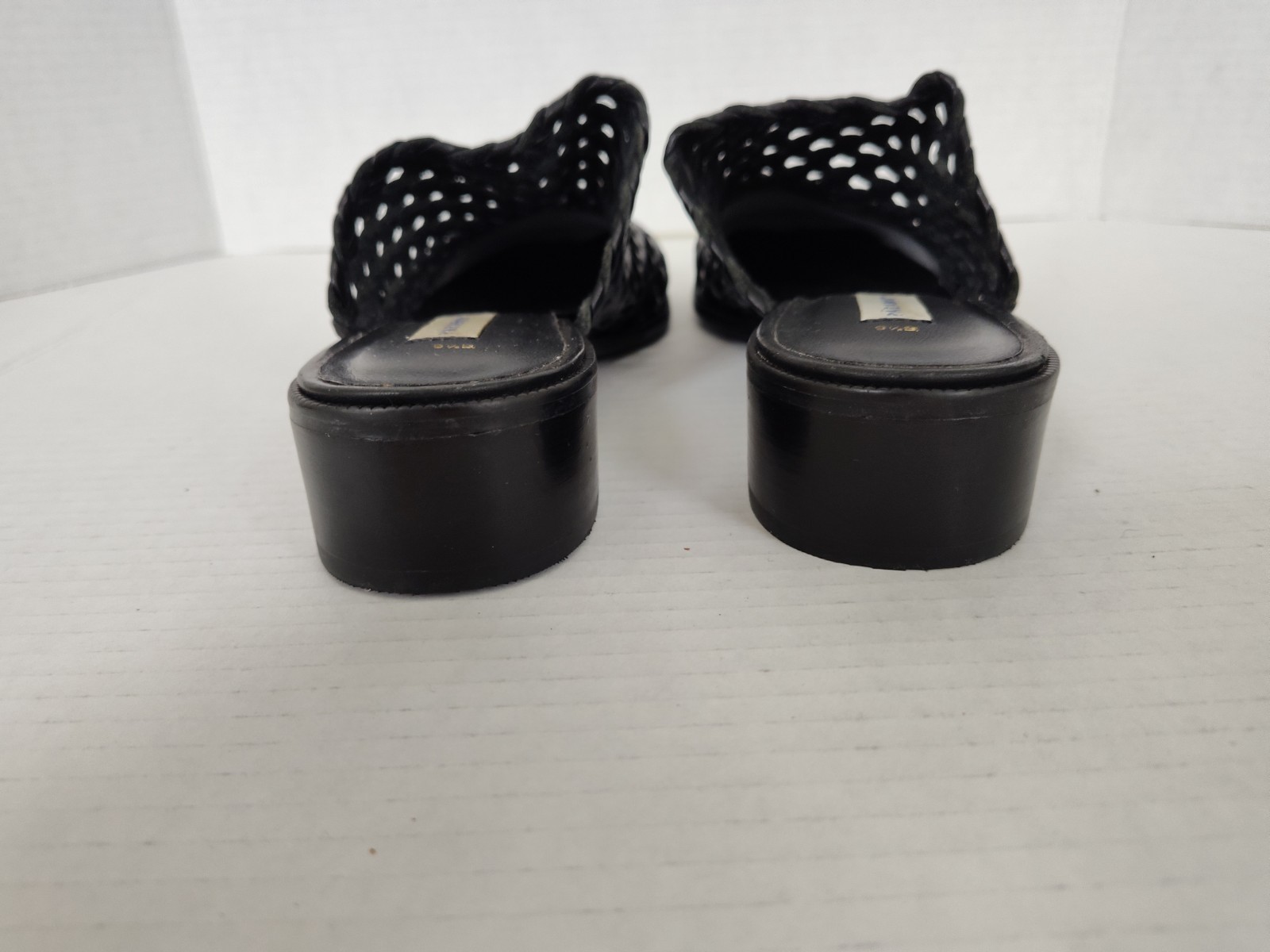 Paradox Black Leather Woven Slide Sandals Women’s Size 9.5 Shoes Made In Brazil