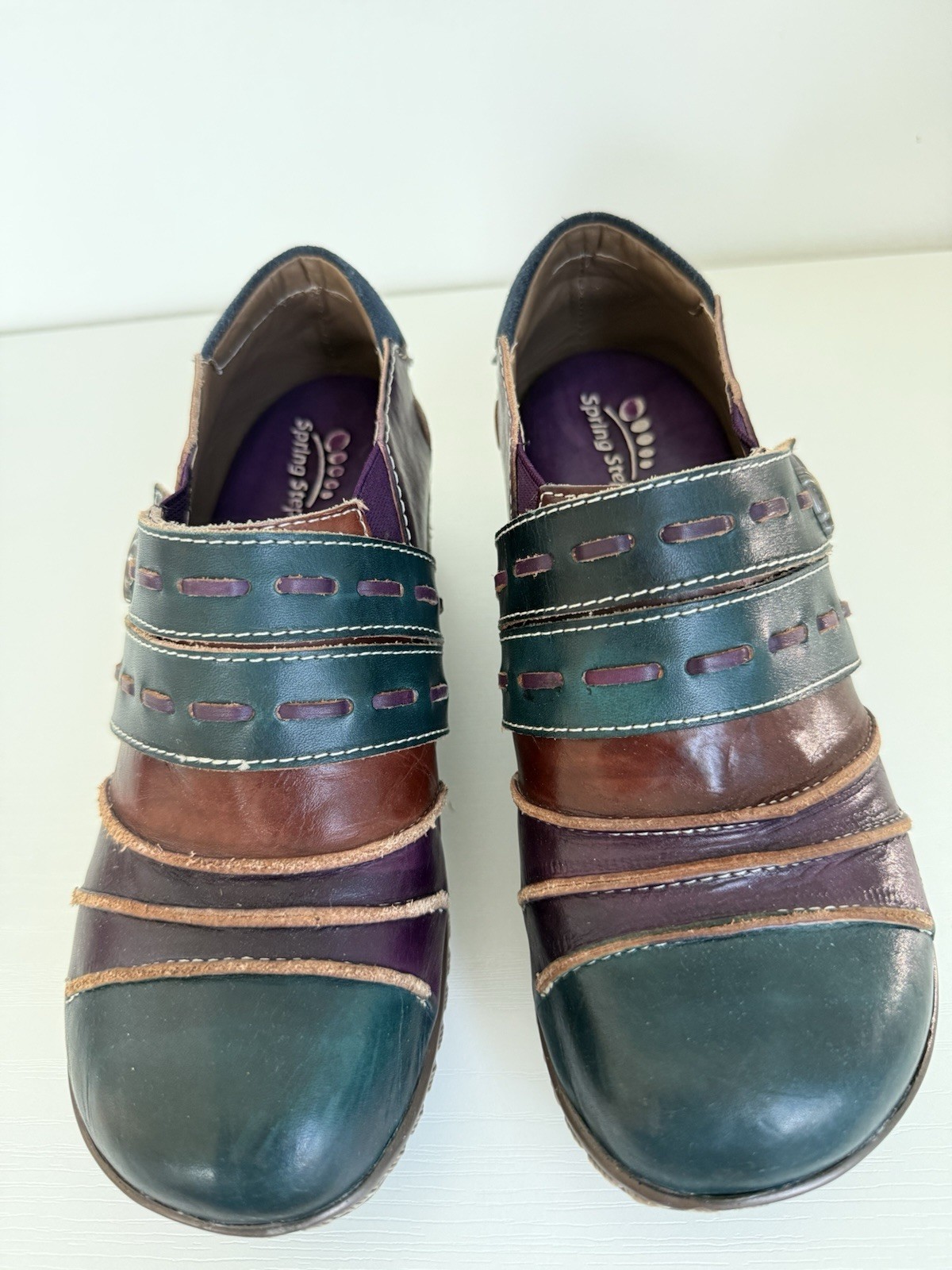 L’Artiste by Spring Step Sherbet Multi-Color Leather Slip-On Clogs EU 36 Women’s