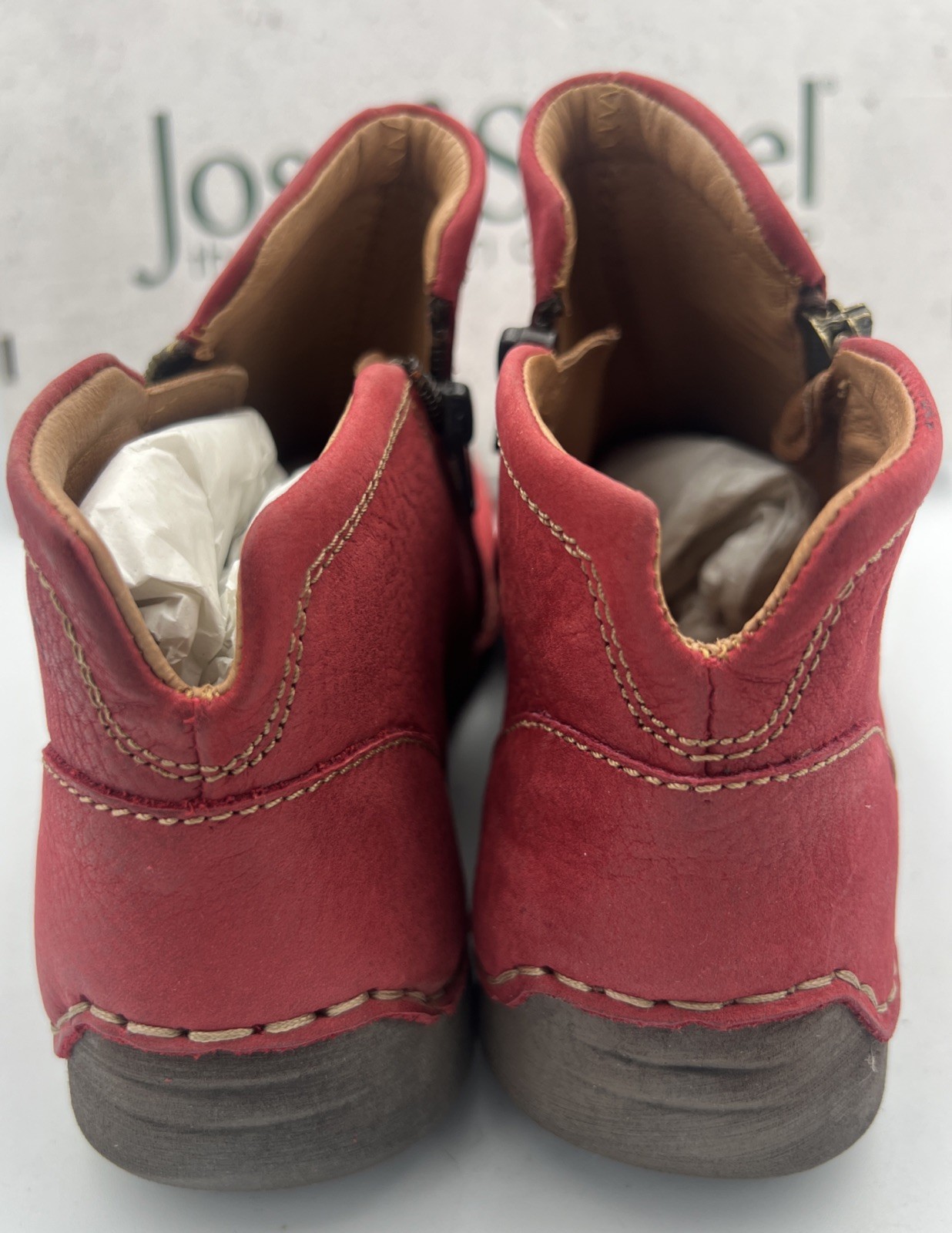 Josef Seibel Fergy 94 Red Leather Bootie Women’s Size EU37 US 6-6.5 NEW W/Box