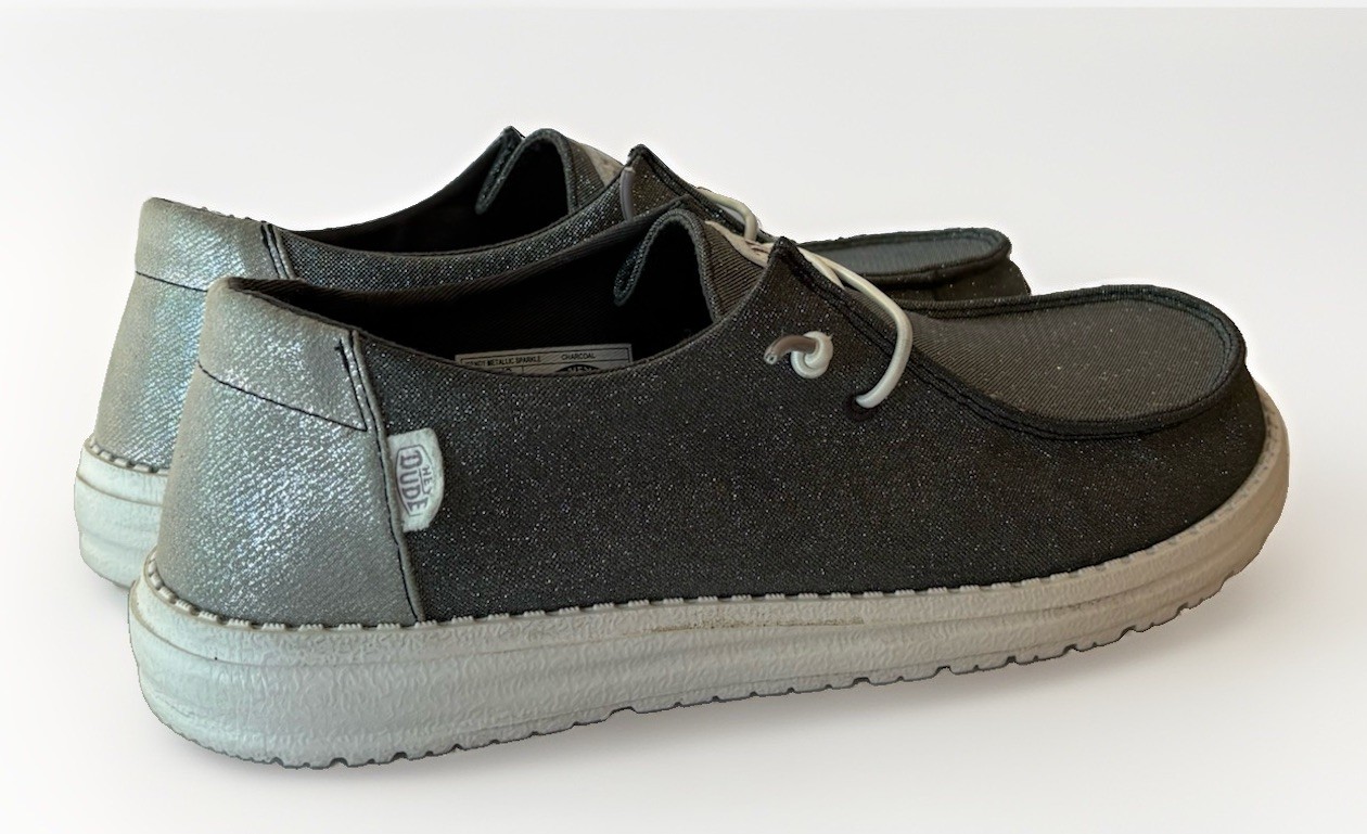 Hey Dude Women’s Wendy Metallic Sparkle Charcoal Us Size 9