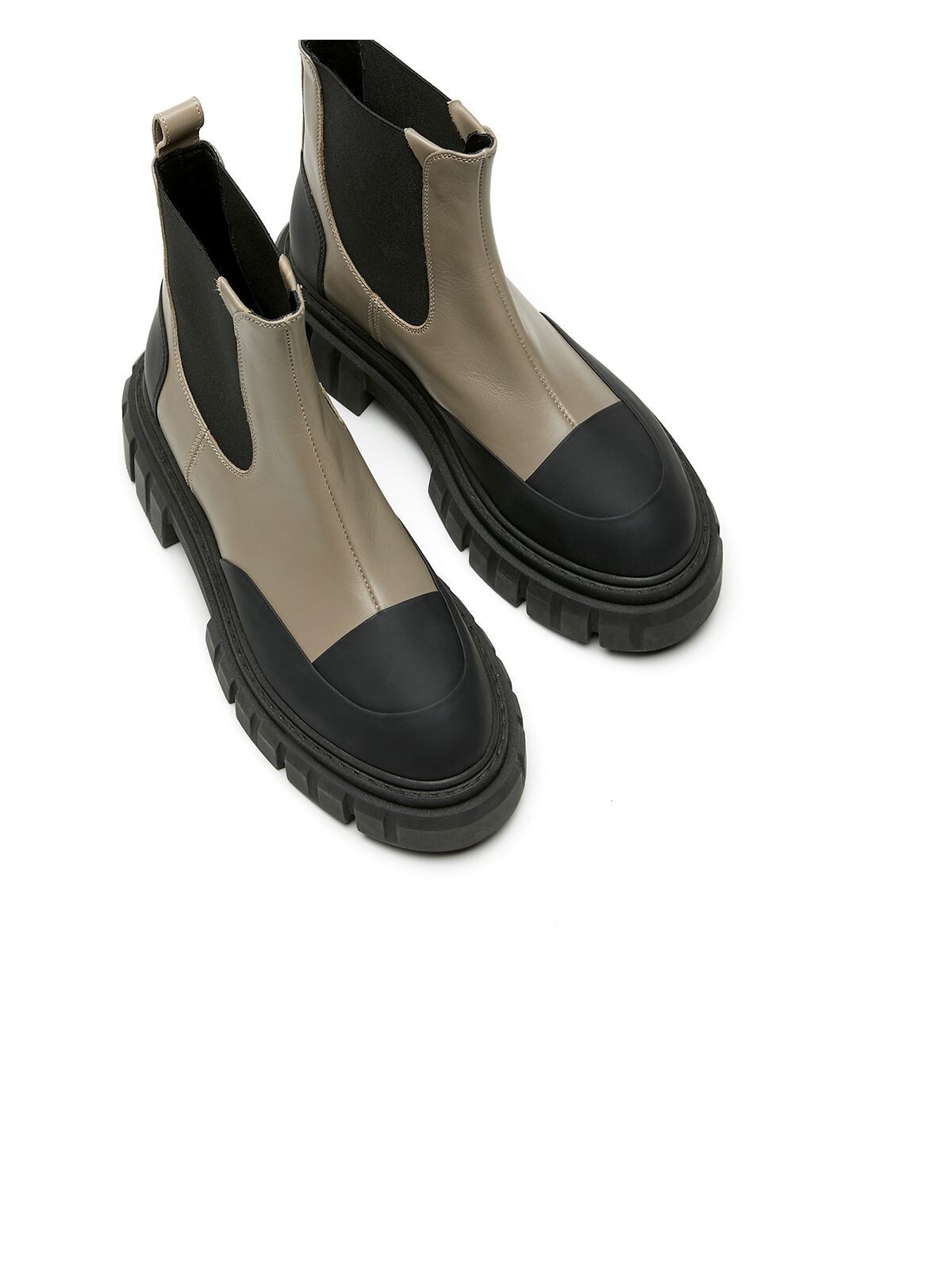 C LA CANADIENNE Womens Taupe Beige Kyree Toe Block Heel Leather Booties 37