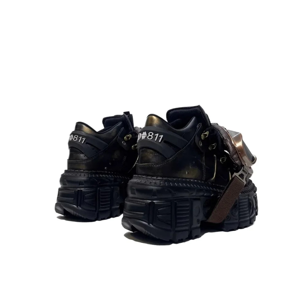 Punk Motorcycle Shoes Metal Rivet Pumps Street Rock Womens Platform Short Boots