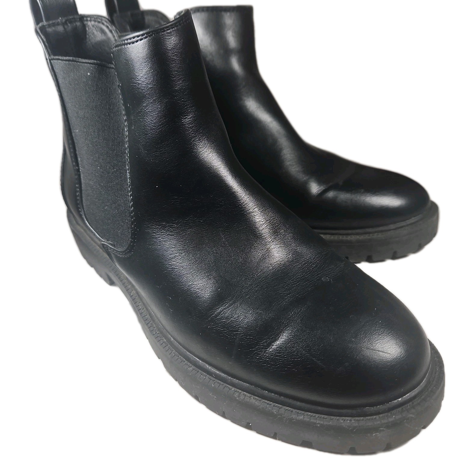 Dream Pairs Chelsea Vegan Boot Women 7.5 Slip On Blk Goth Chunky Lugs Punk[7C
