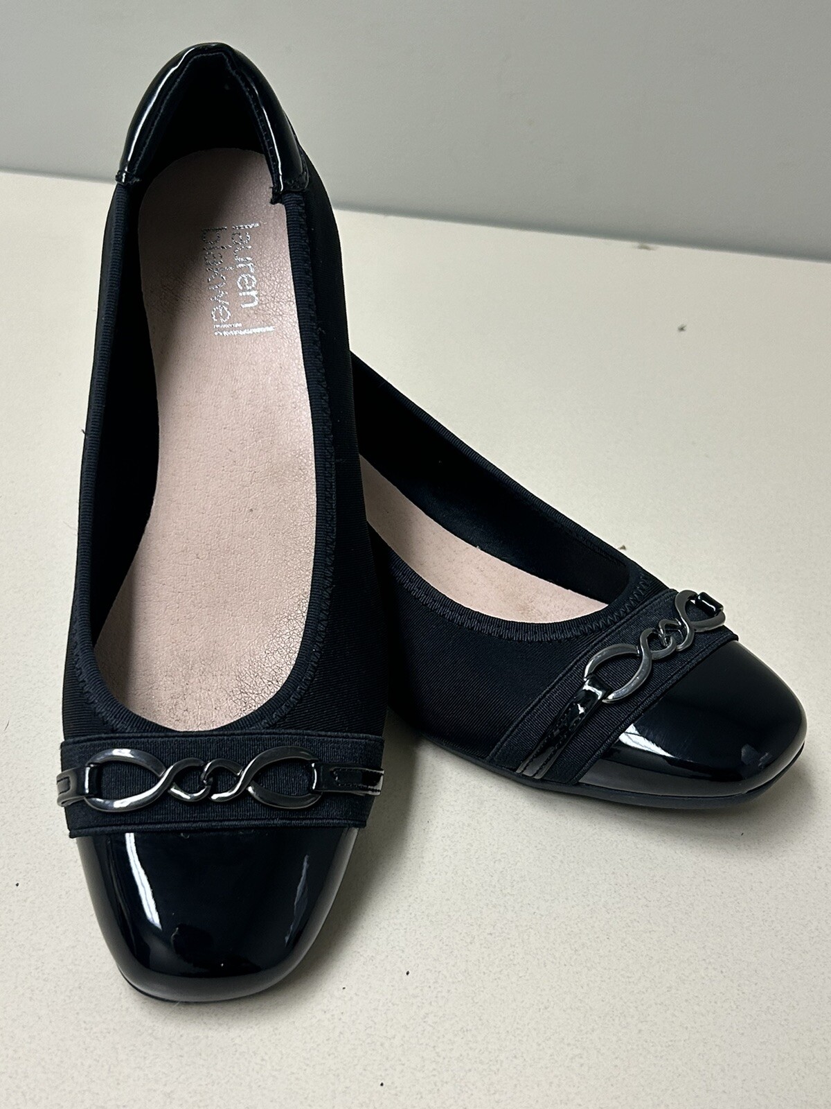 Lauren Blakwell Womens Wedge Shoes Size 8.5 Black Square Toe Model Kit