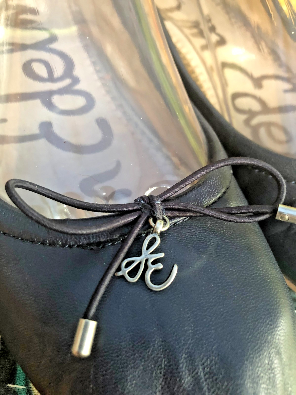 Sam Edelman Felicia Ballet Flats Navy Leather Bow Logo Women’s 7.5 M