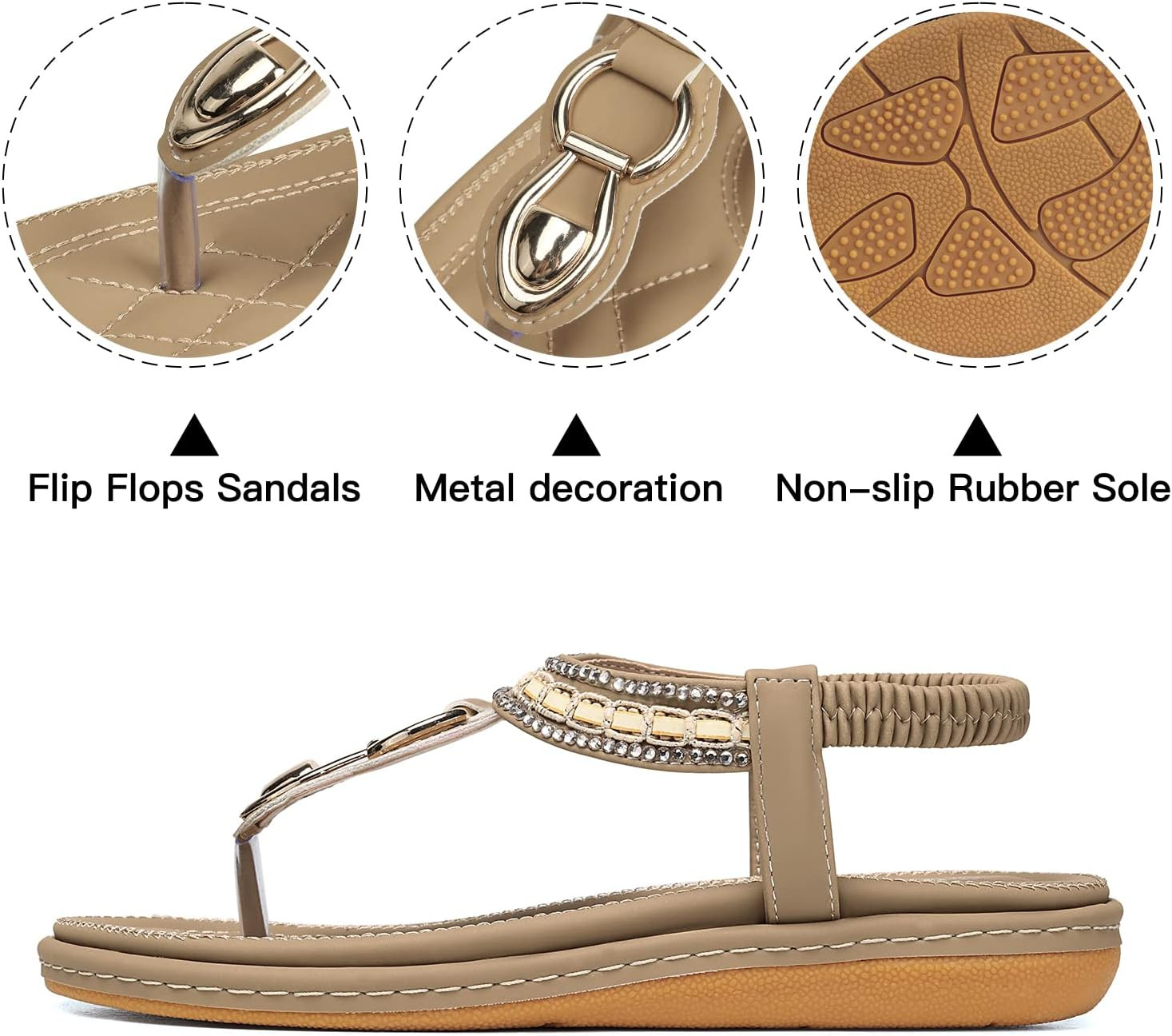 Womens Sandals Dressy Summer: Women Comfortable Walking Flat Bohemian T-Strap La