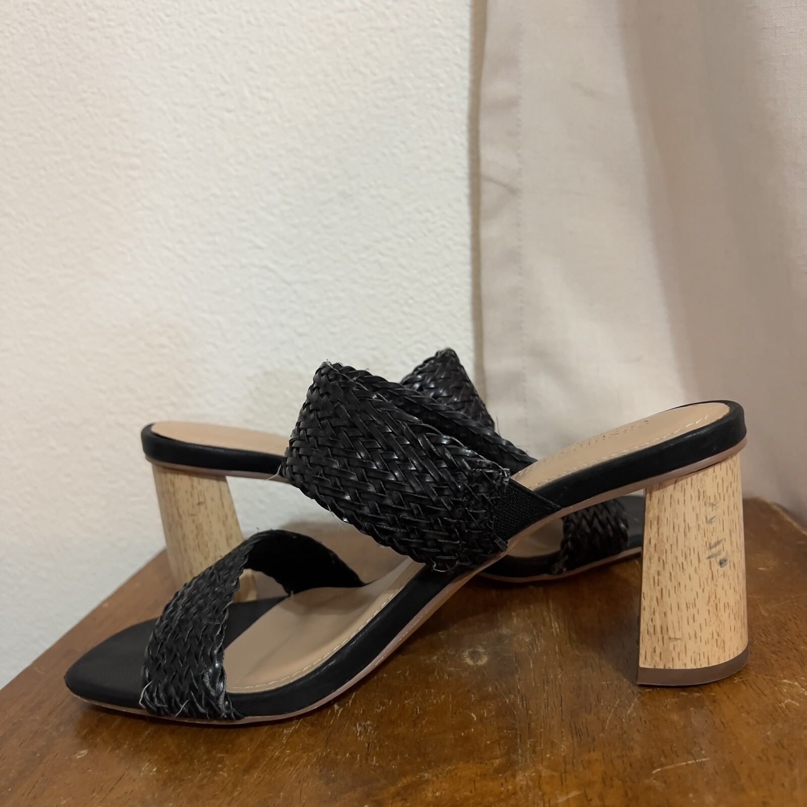 CUSHIONAIRE Womens Ilya Woven Band Strap Low Block Heel Slide Sandal Memory Foam