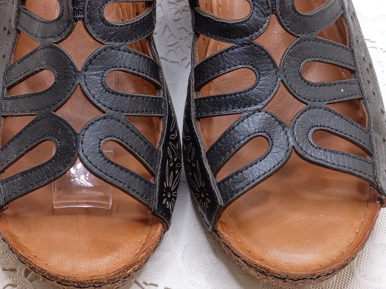 Spring Step Inocencia Women’s Size 9 US / 40 EUR Black Leather Wedge Sandals