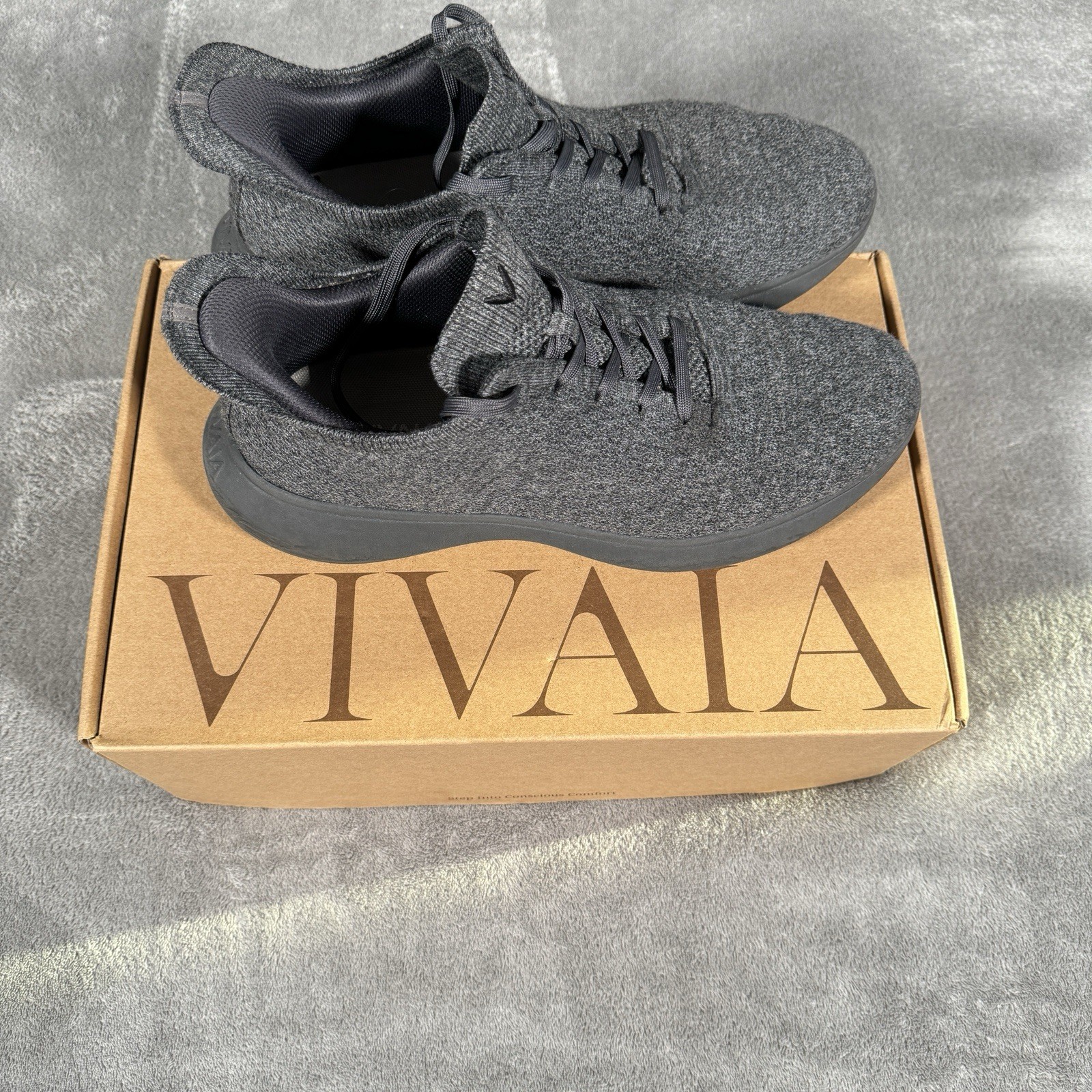 Vivaia Sneaker Sliders Urban Men’s 10.5 EU 44 Dark Gray Wool Mesh Knit Water Rpt