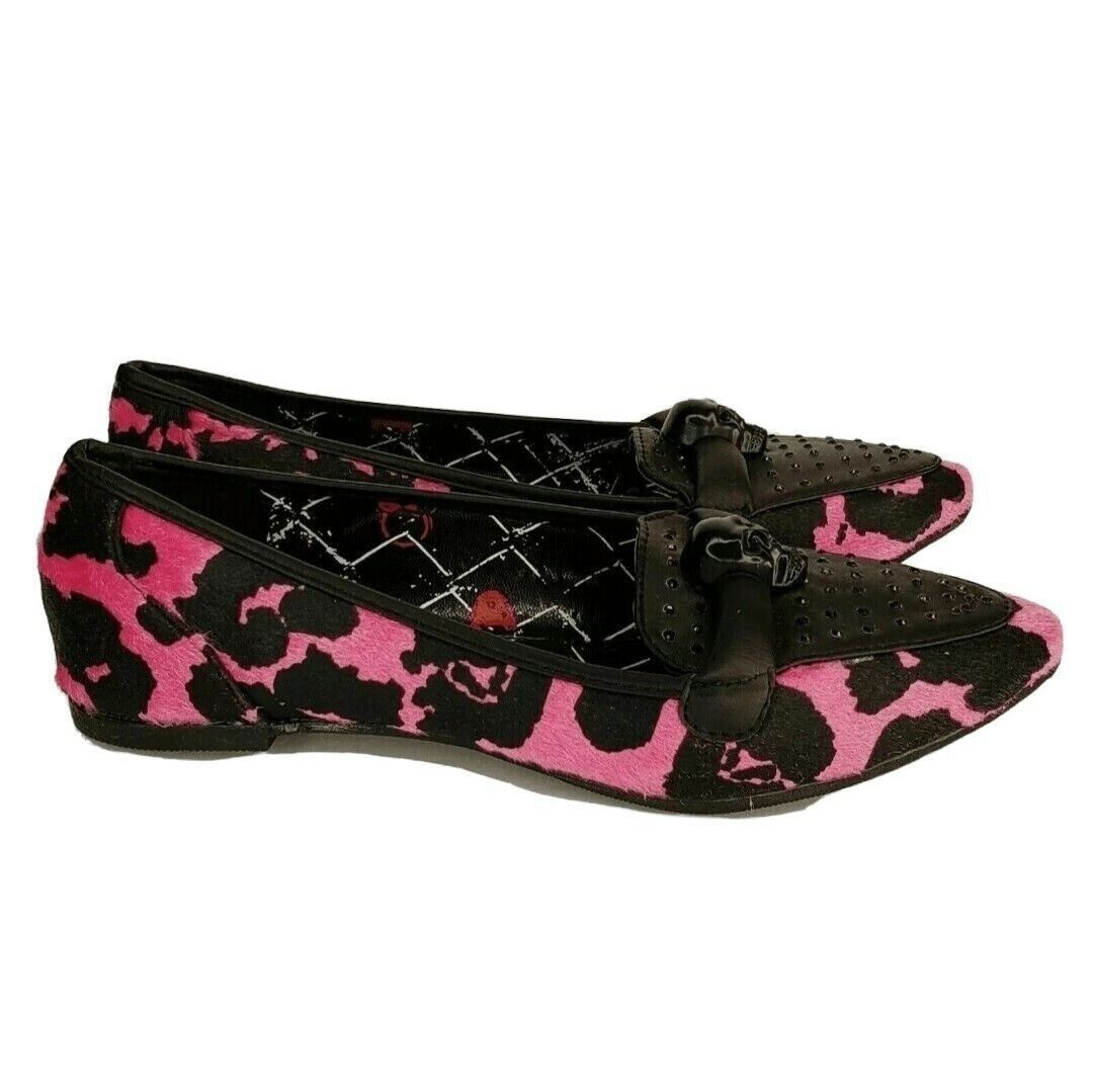 Abbey Dawn by Avril Lavigne Skull Shoes Size 5 Pink Black Flats Halloween Gothic