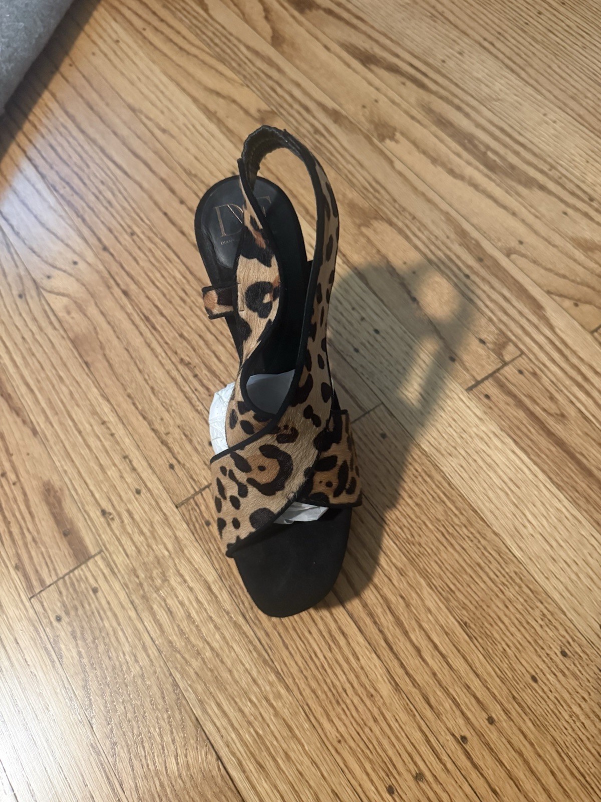 Diane von Furstenberg Leopard Print Calf Hair Slingback Open Toe Stiletto 8M