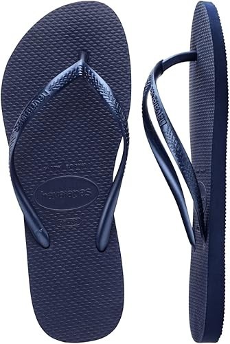 HAVAIANAS SLIM WOMEN’S NAVY BLUE FLIP FLOPS SANDALS US SIZE 7 / 8 NEW