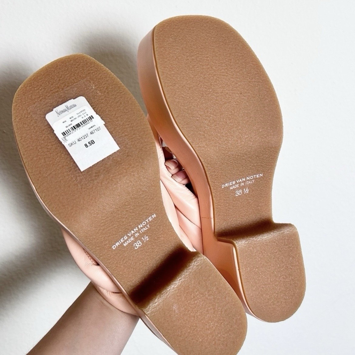 NWT Dries Van Noten 100% Leather Pink Thong Slip-On Sandals Women’s Sz 8.5