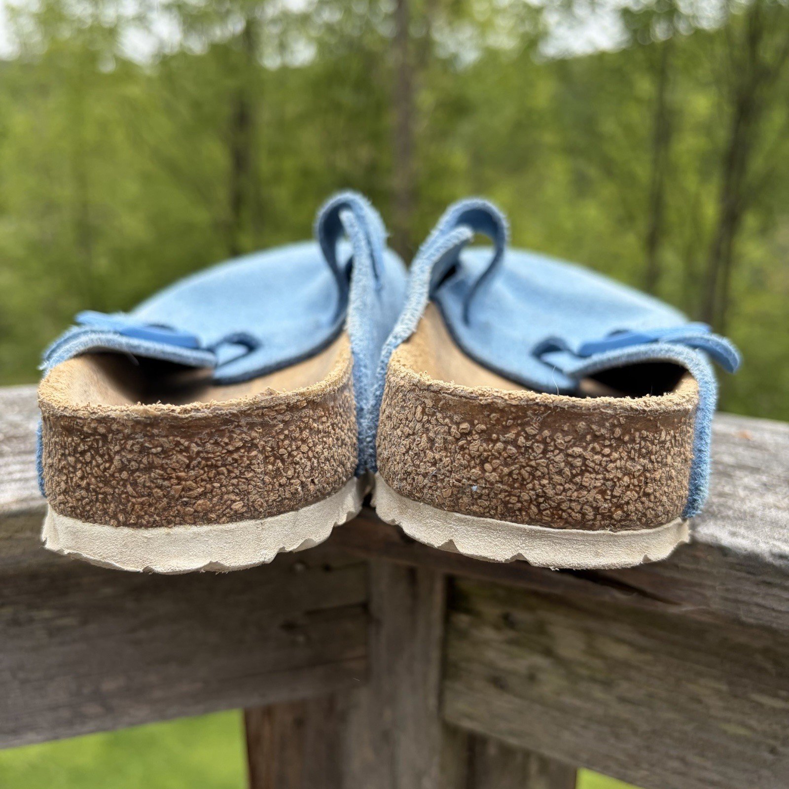 BIRKENSTOCK Sky Blue Suede Leather Boston Clog Unisex Size 39 Regular Wide $142