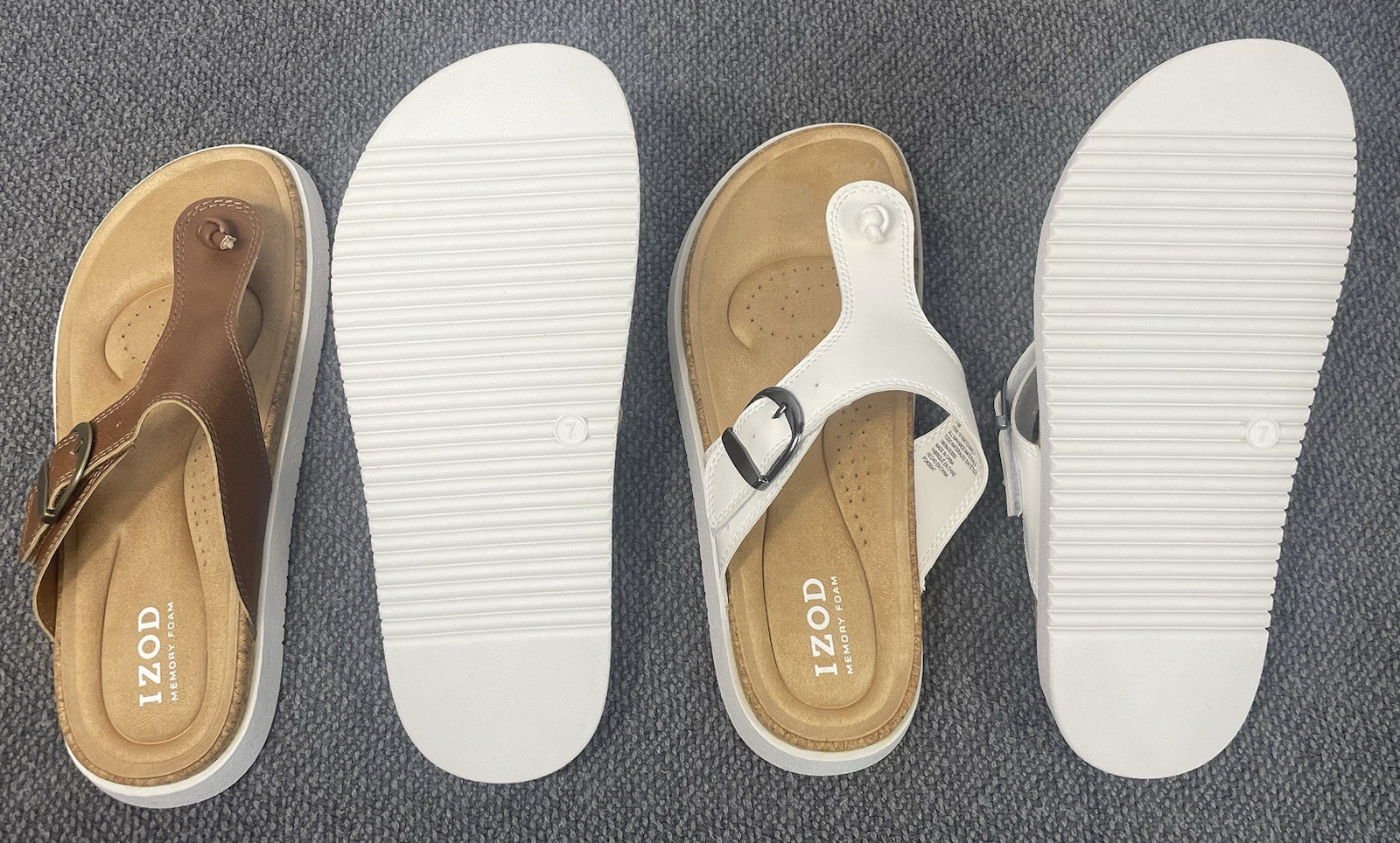 IZOD Women’s Lot of 2 Charcy Strap Sandals Brown & White Pick Size New w/o Box
