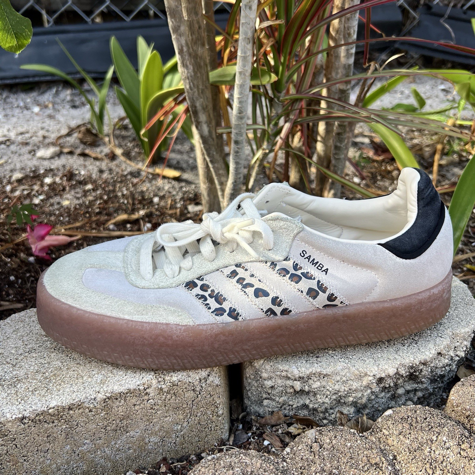 Adidas Women’s Sambae Leopard Off White JI4226 Size 10 Platform Sneakers