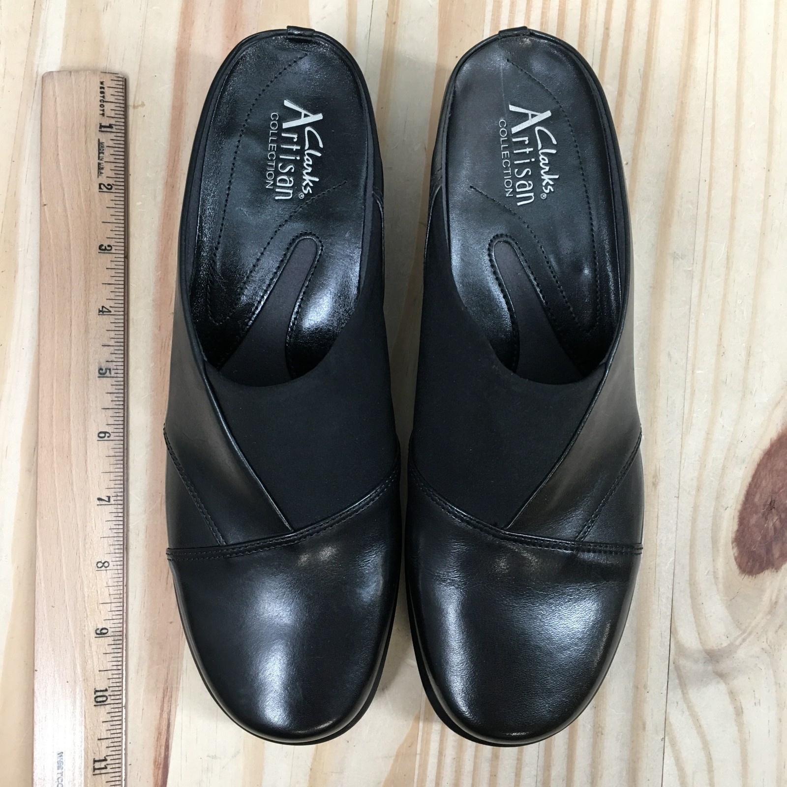 Clarks Artisan Tyler Mule Clog Womens 7.5M Black Leather Comfort Wedge NEW