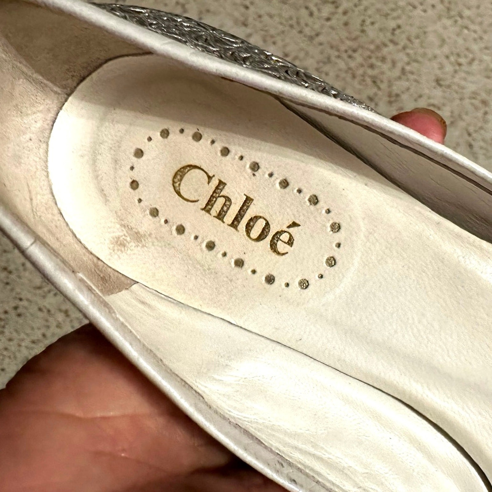Chloe silver metallic pointed ballet bow flats size 36 US 6.5 Rare vintage style