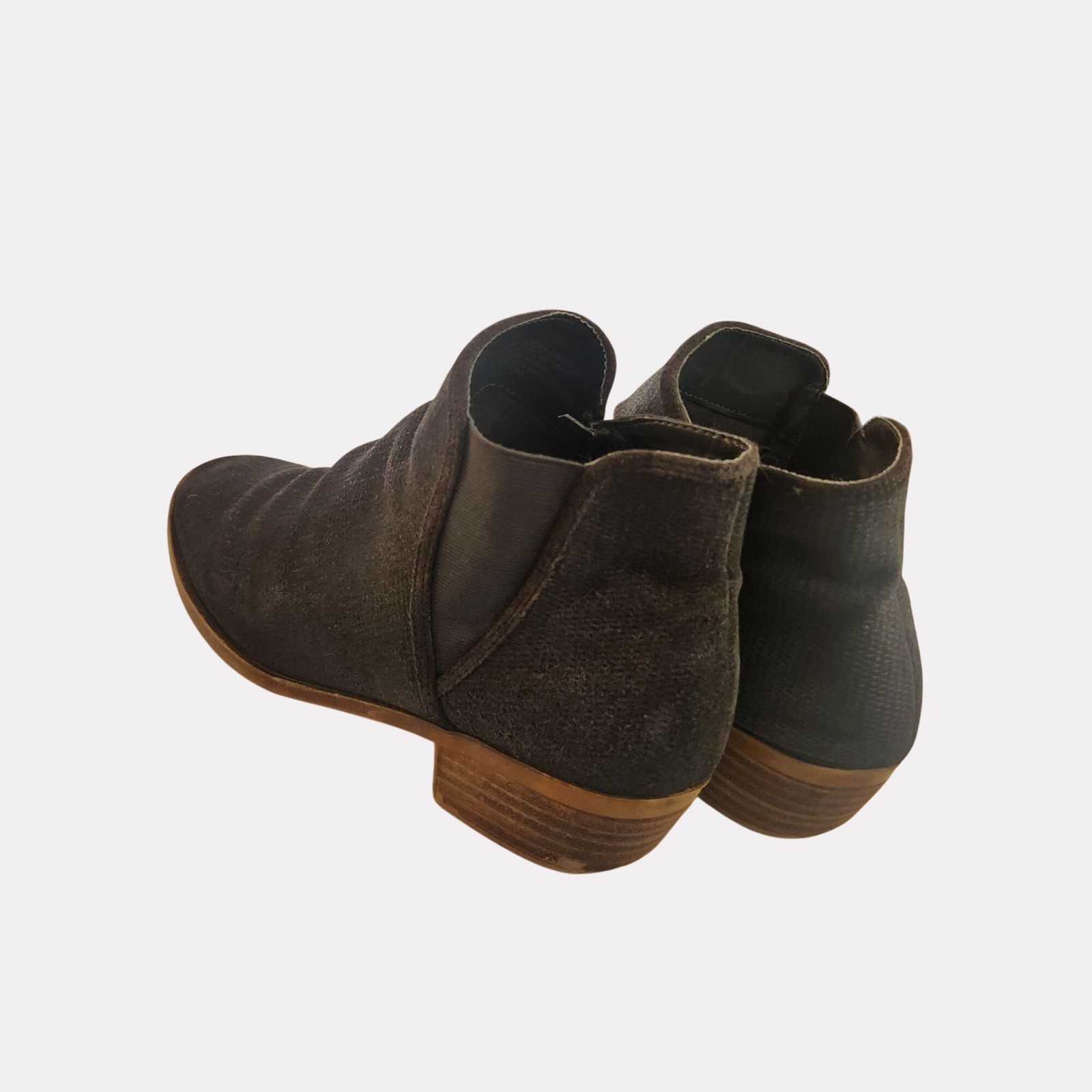 Black Textured Ankle Boots Wooden Heel Side Zippers Size 10 Womens city college