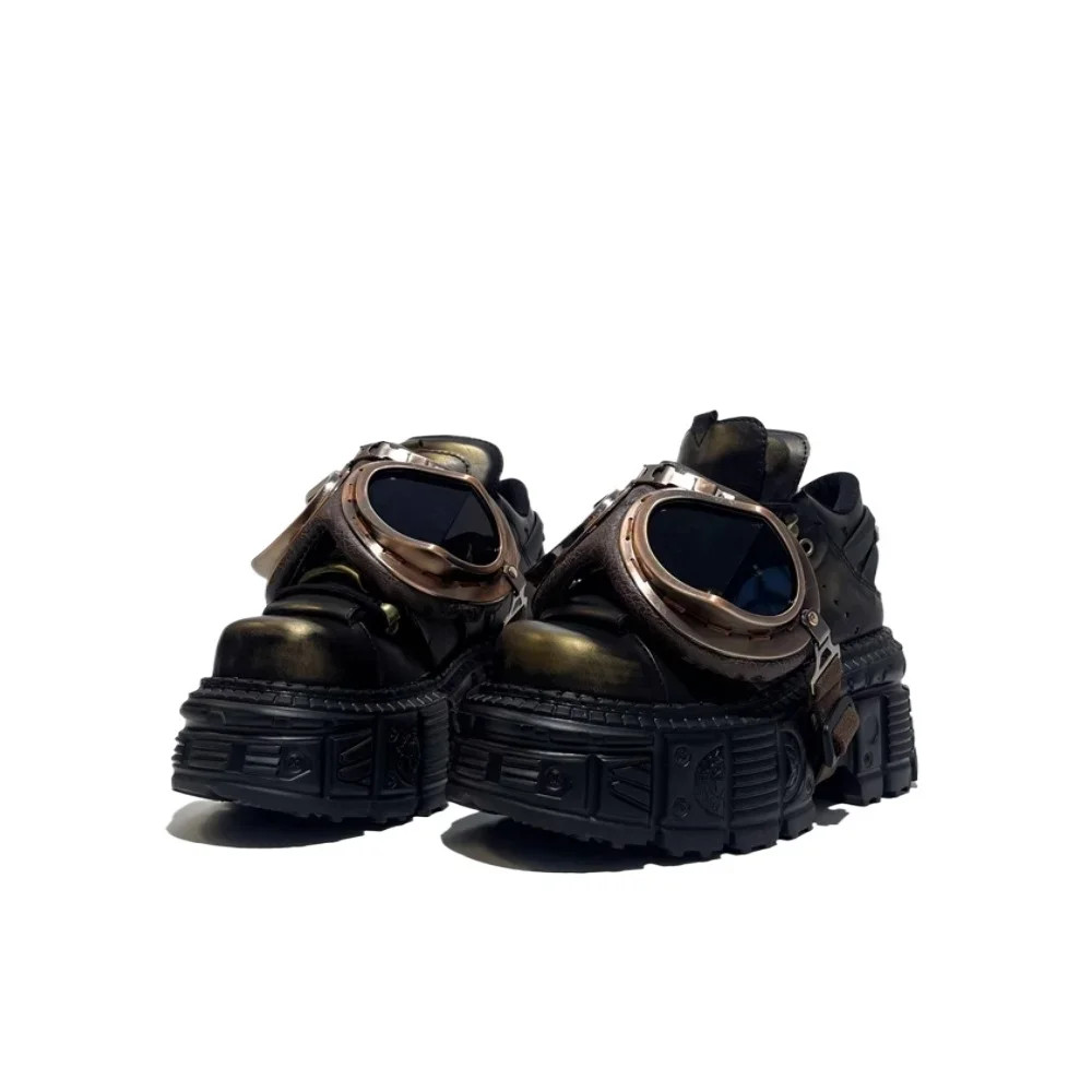 Punk Motorcycle Shoes Metal Rivet Pumps Street Rock Womens Platform Short Boots