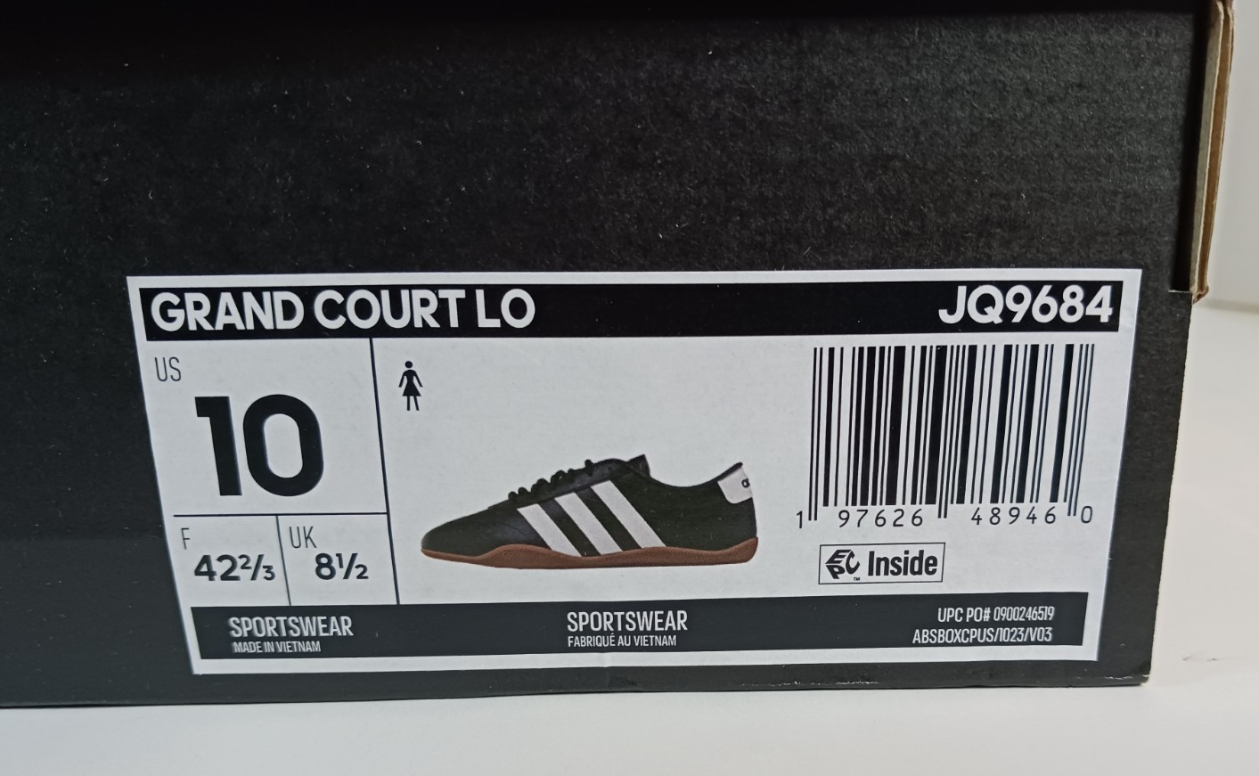 adidas Grand Court Lo ‘Black White’ Soccer Sneaker Shoes Womens 10 US