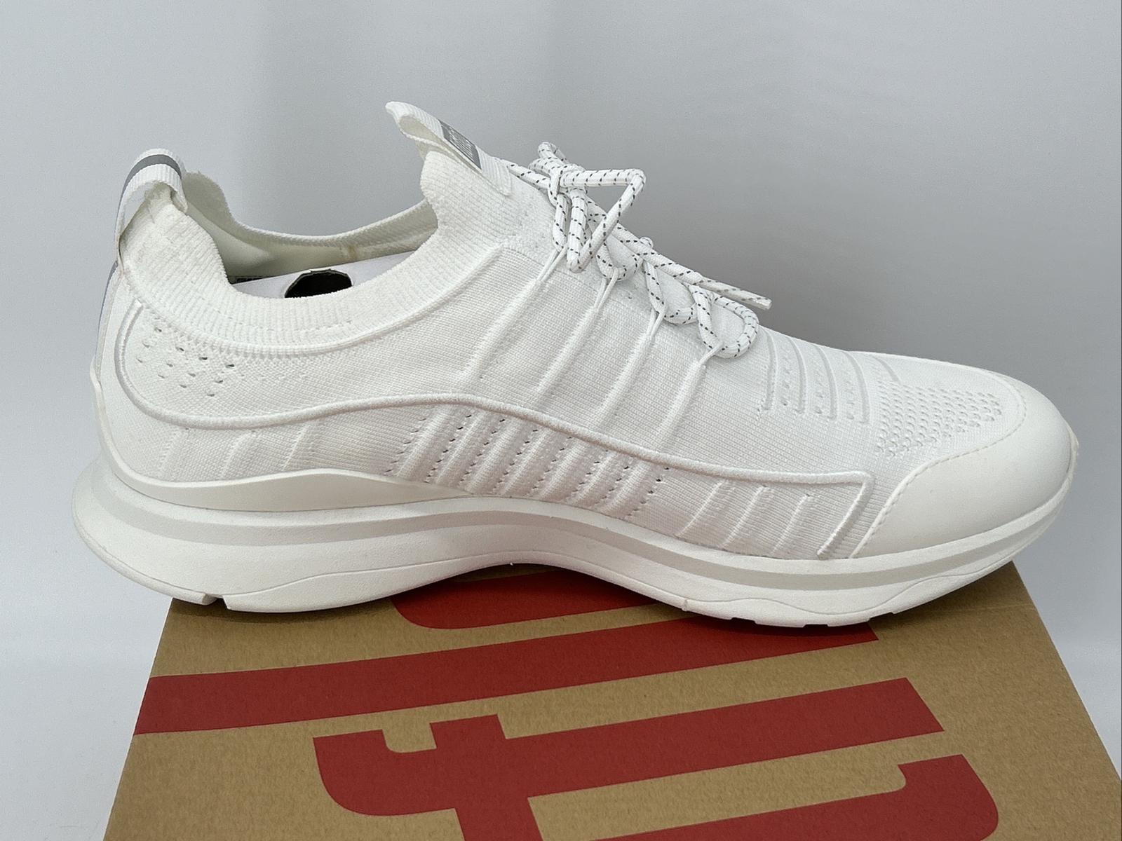 FitFlop VITAMIN FF Knit Sports Trainers Shoes Sneakers Size 11 Urban White