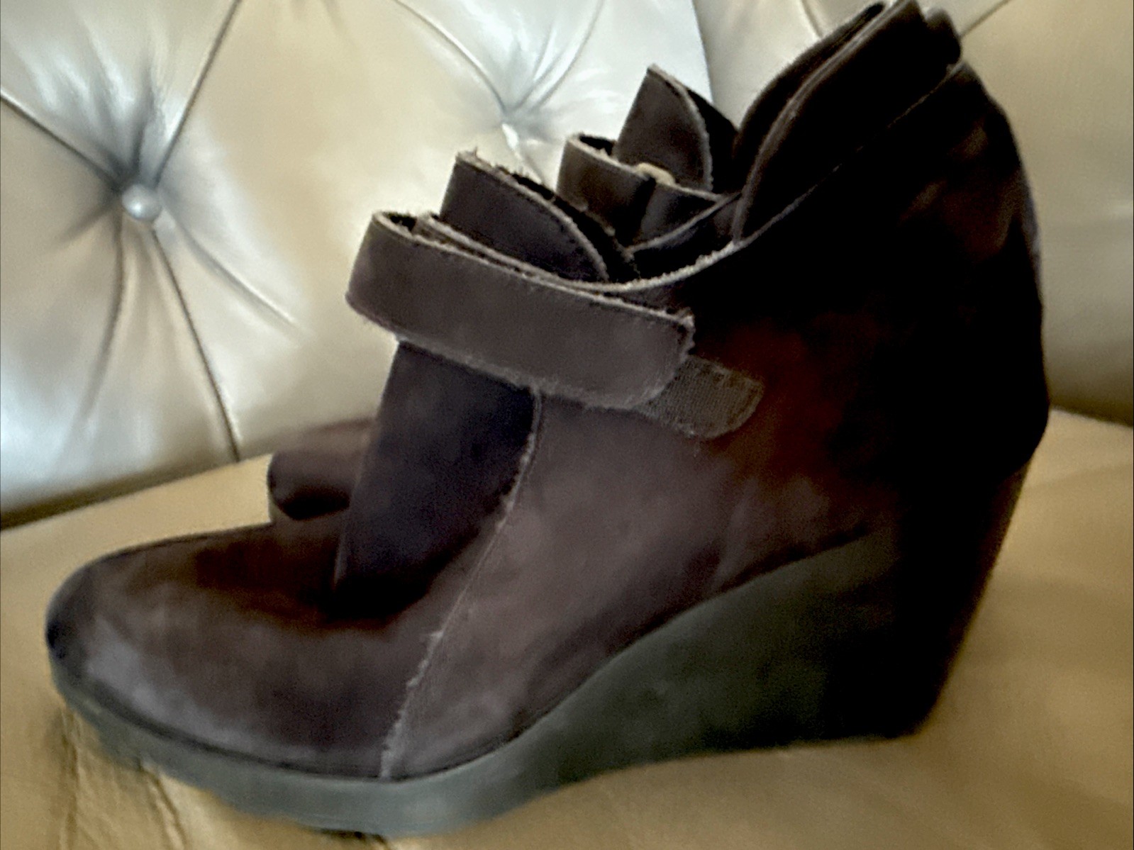 Arche Womens Ankle Boot 7.5 EU 38.5 Wedge Platform Nubuck Black France $799
