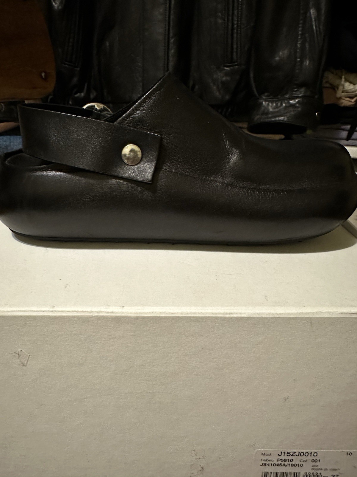 Retail $1,280 Jil Sander Sabot Leather Sandals Clogs 37 Black Mules Slide Italy