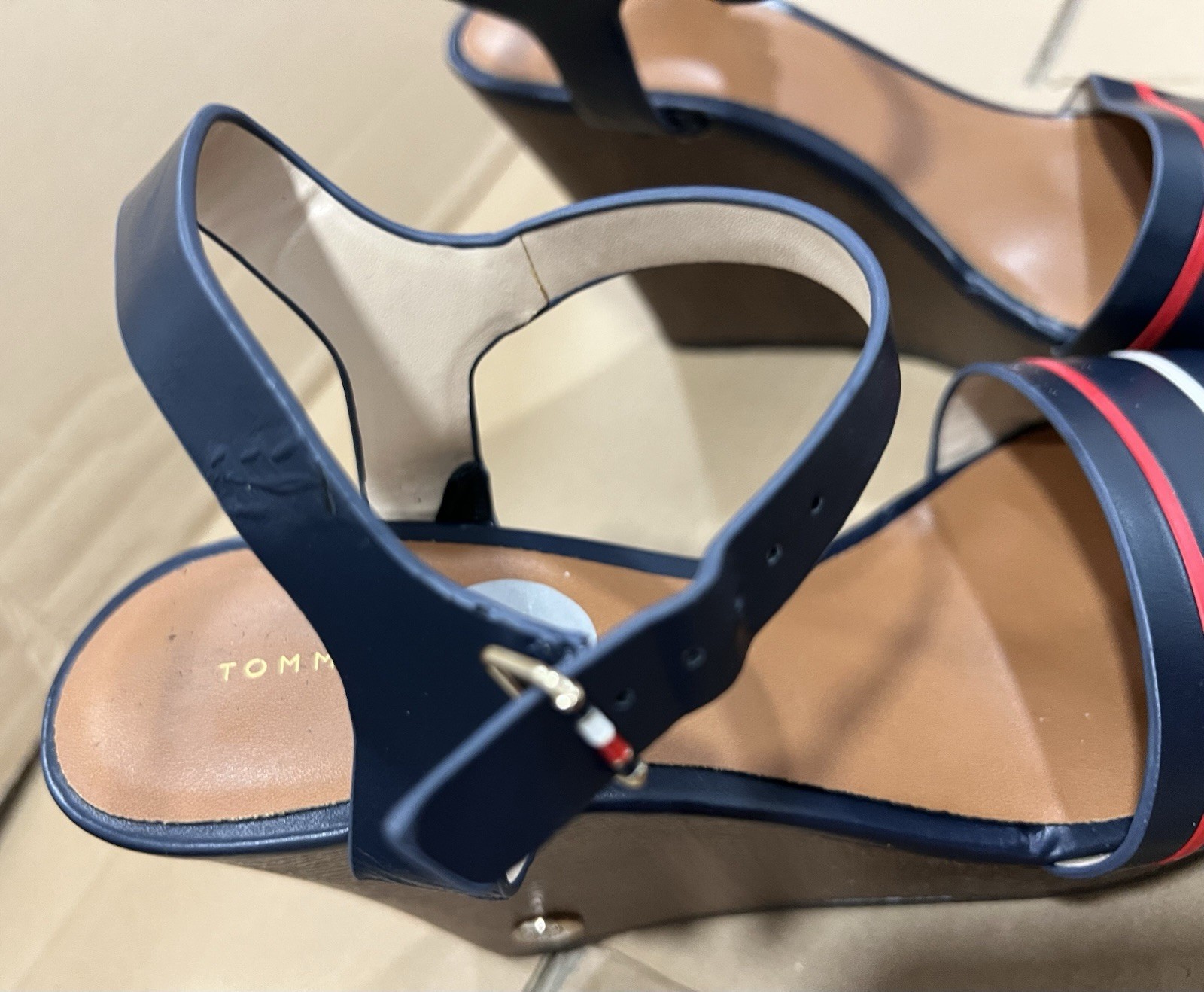 Tommy Hilfiger Navy Size 7 Wedge Classy Heels with Gold TH Accent