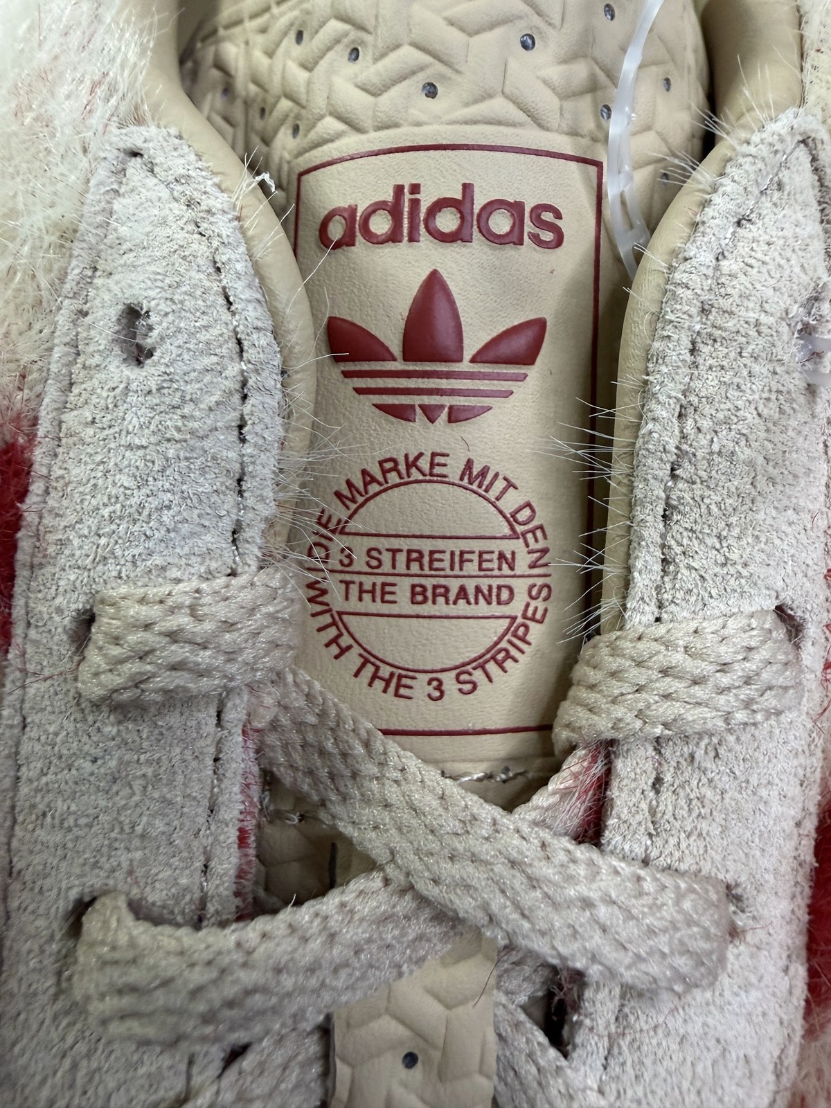 Adidas Gazelle Indoor W Womens 7 Fuzzy Faux Fur Beige Red Gum Sole NWT JP8341