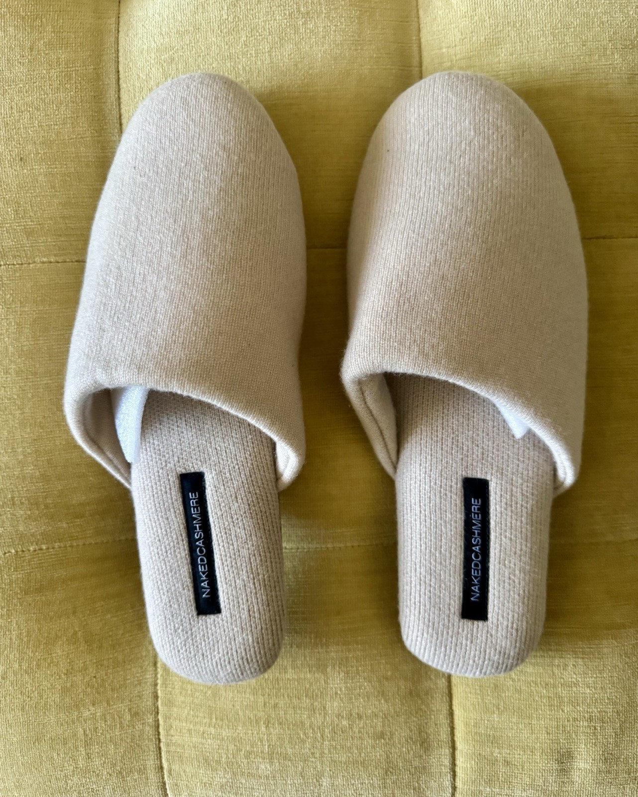NWT NakedCashmere Naked Cashmere Mule Slippers * Barley Taupe Tan * Large 9/10