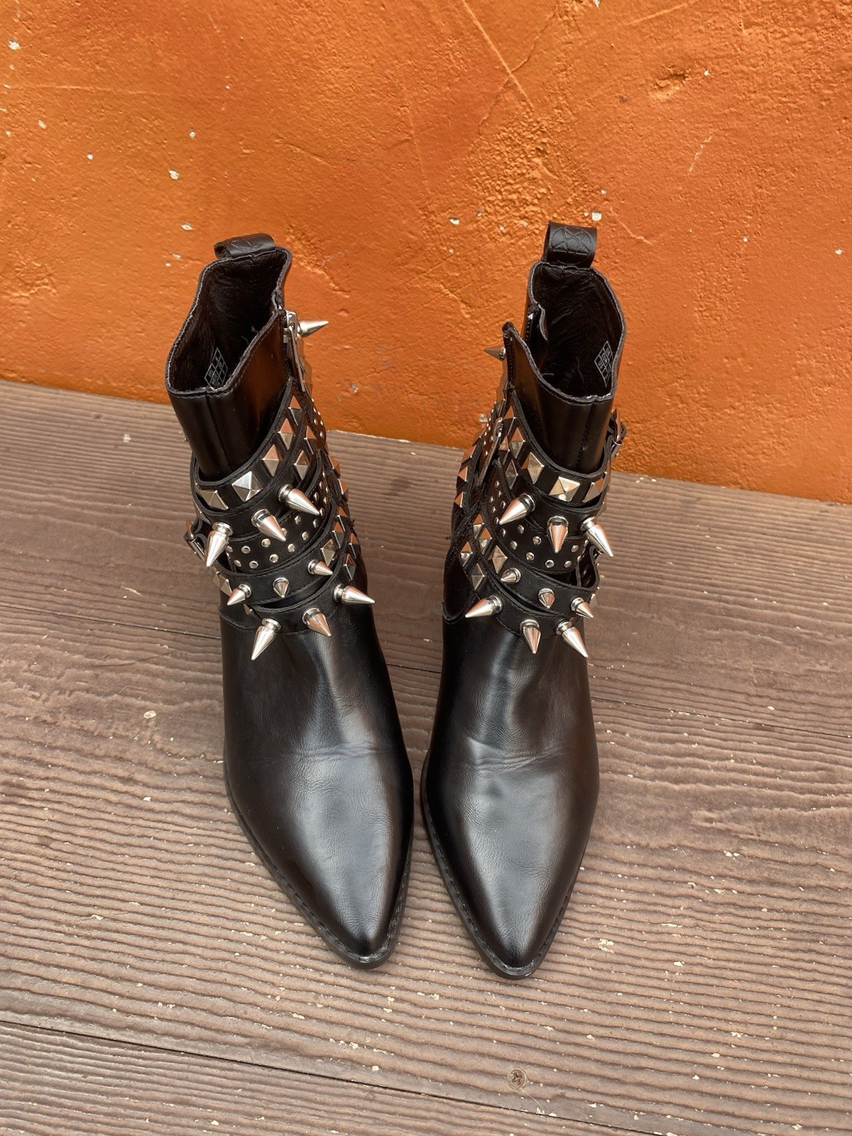 Killstar Callista Boots Black Spikes Studs Ankle Goth Punk Biker Size 8 Excellen