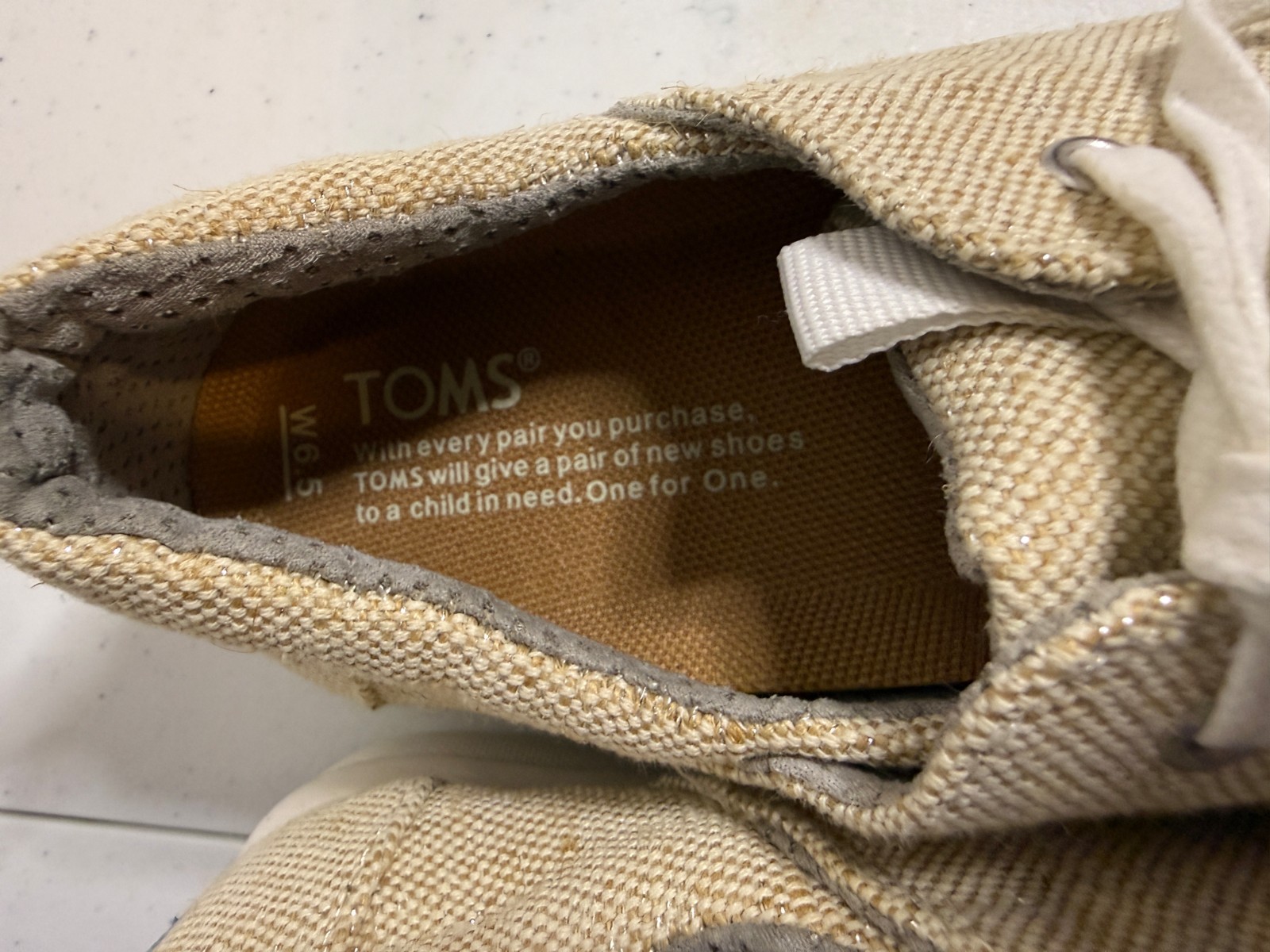 TOMS Womens Del Rey Natural Metallic Jute Lace Up Shoes NWT New – 6.5