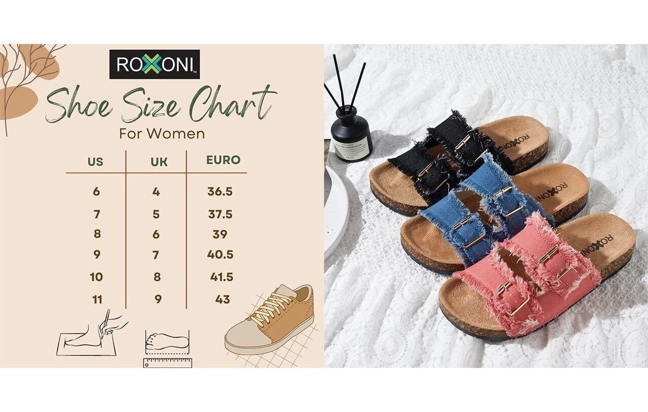 Roxoni Women’s Comfort Flat Sandals Double Buckle Adjustable Straps Flat…