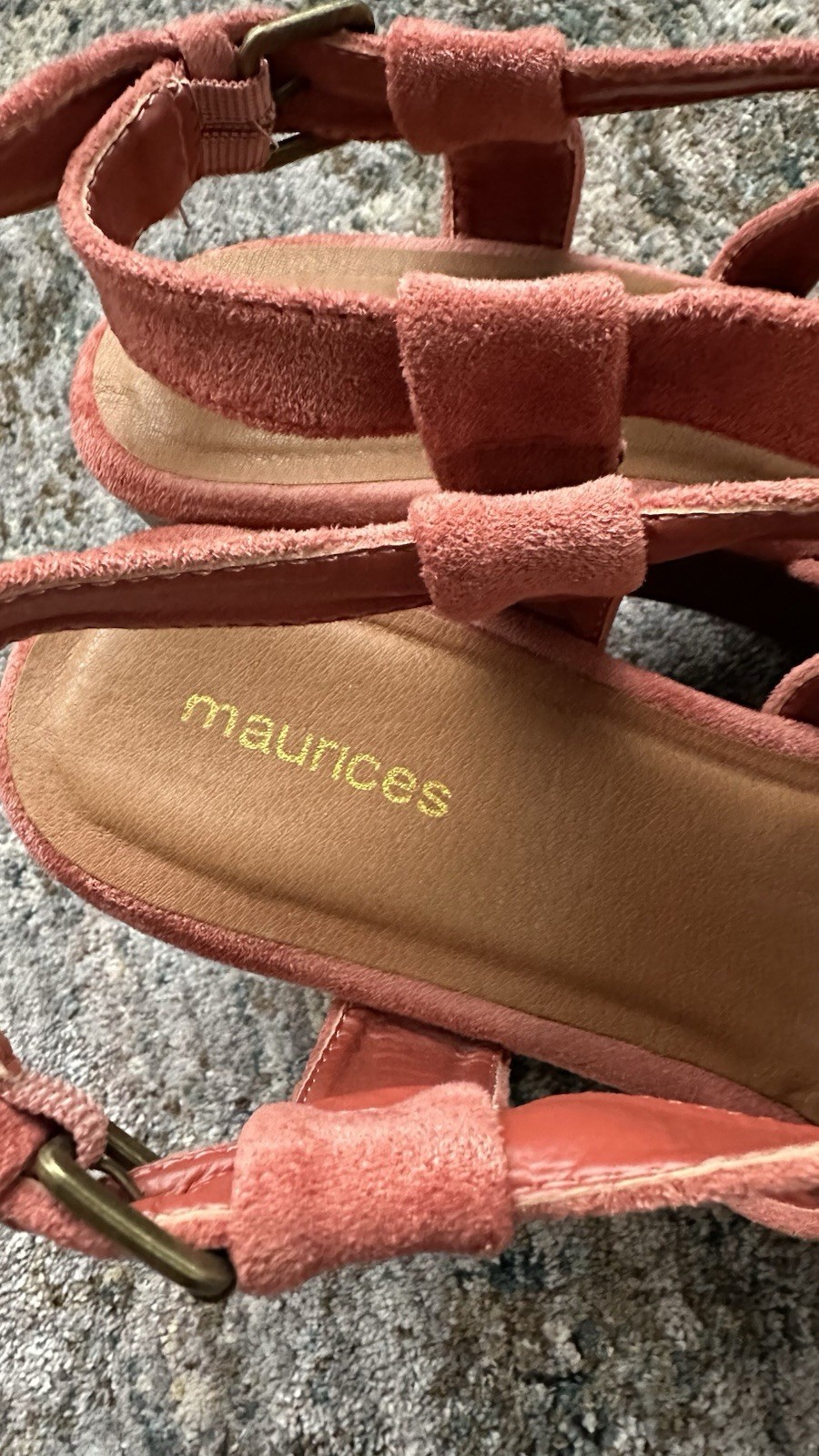 maurices Pink Textile Strappy Sandals Adjustable Buckle Ankle Strap 9.5 M