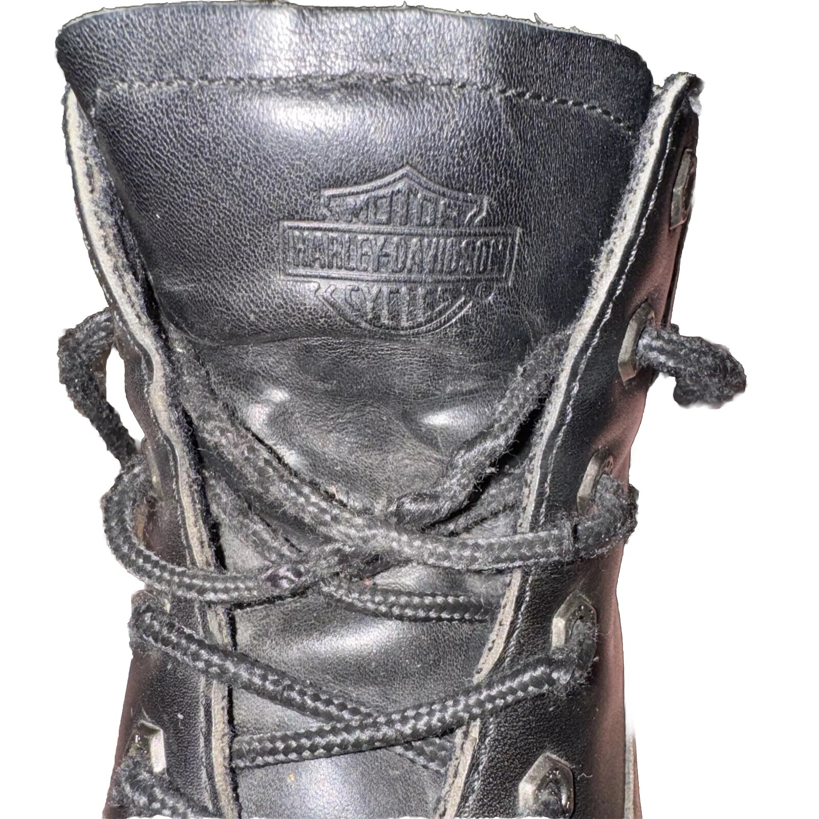 Vtg Harley-Davidson Moto Boots Leather Chunky Sole Logo Biker Lace Up Women 6.5