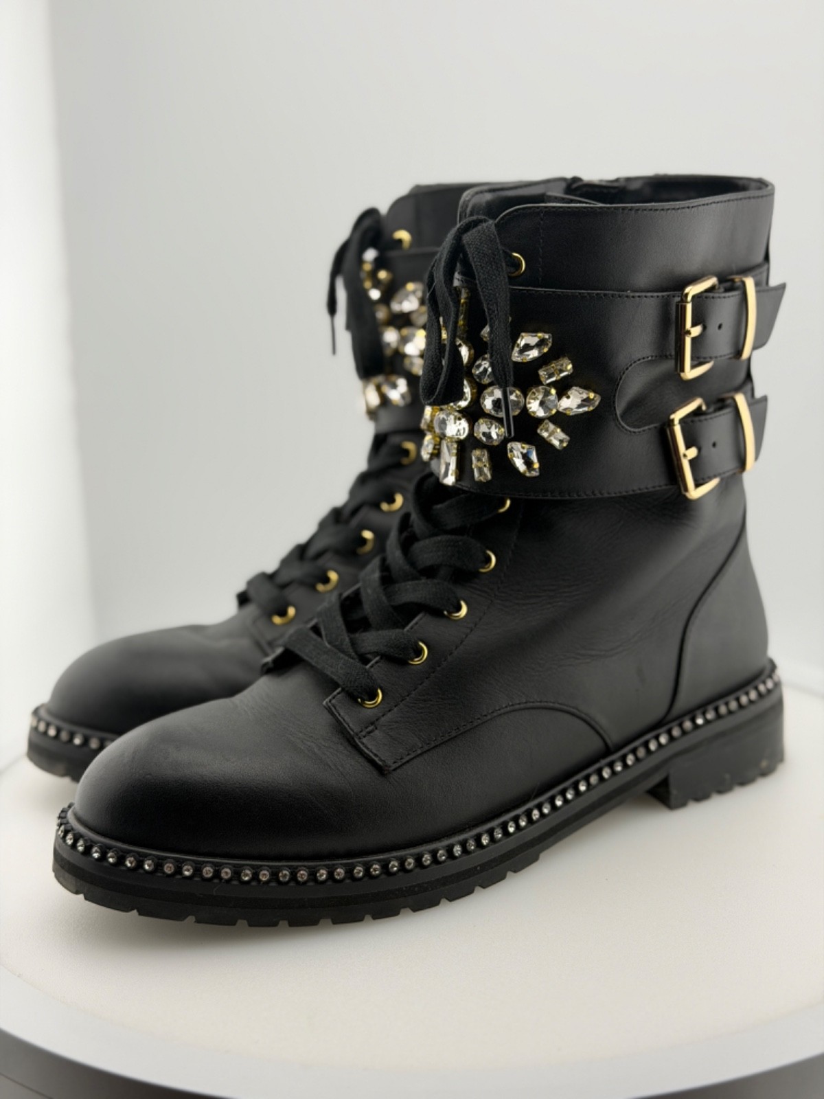 Kurt Geiger Black Zip Boots with Rhinestones size 40