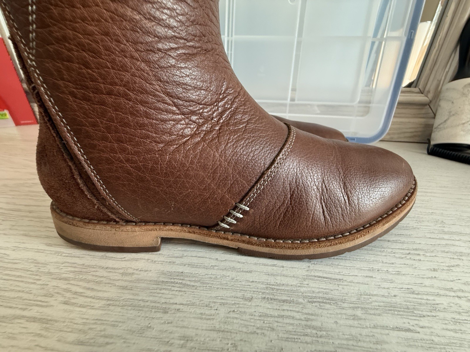 Ahnu Helena Women’s Tall Riding Boot Size 8 Leather Full Zip Round Toe Full Zip