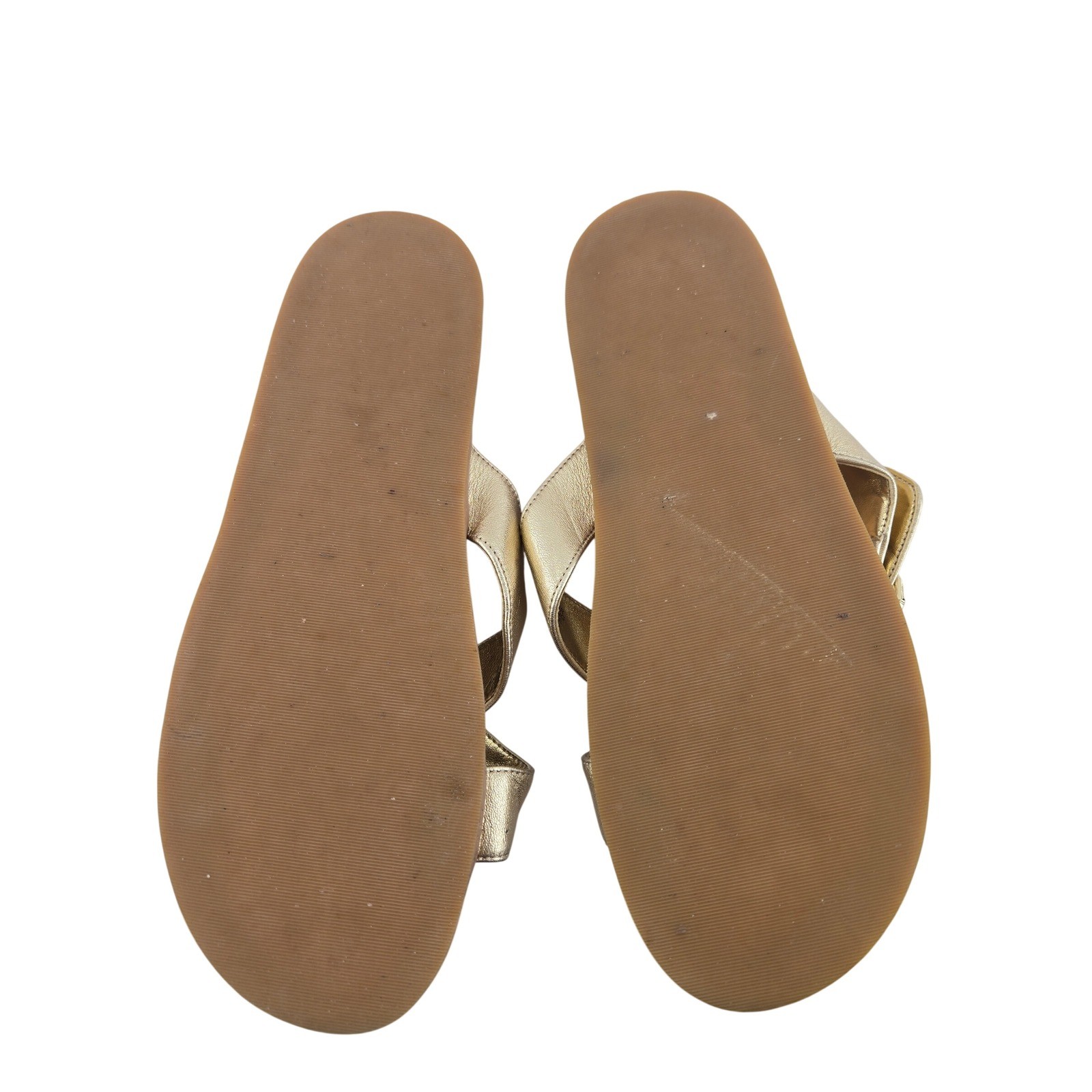 Lilly Pulitzer Bayshore Gold Metallic Leather Cork Slide Sandals Buckle 10 M