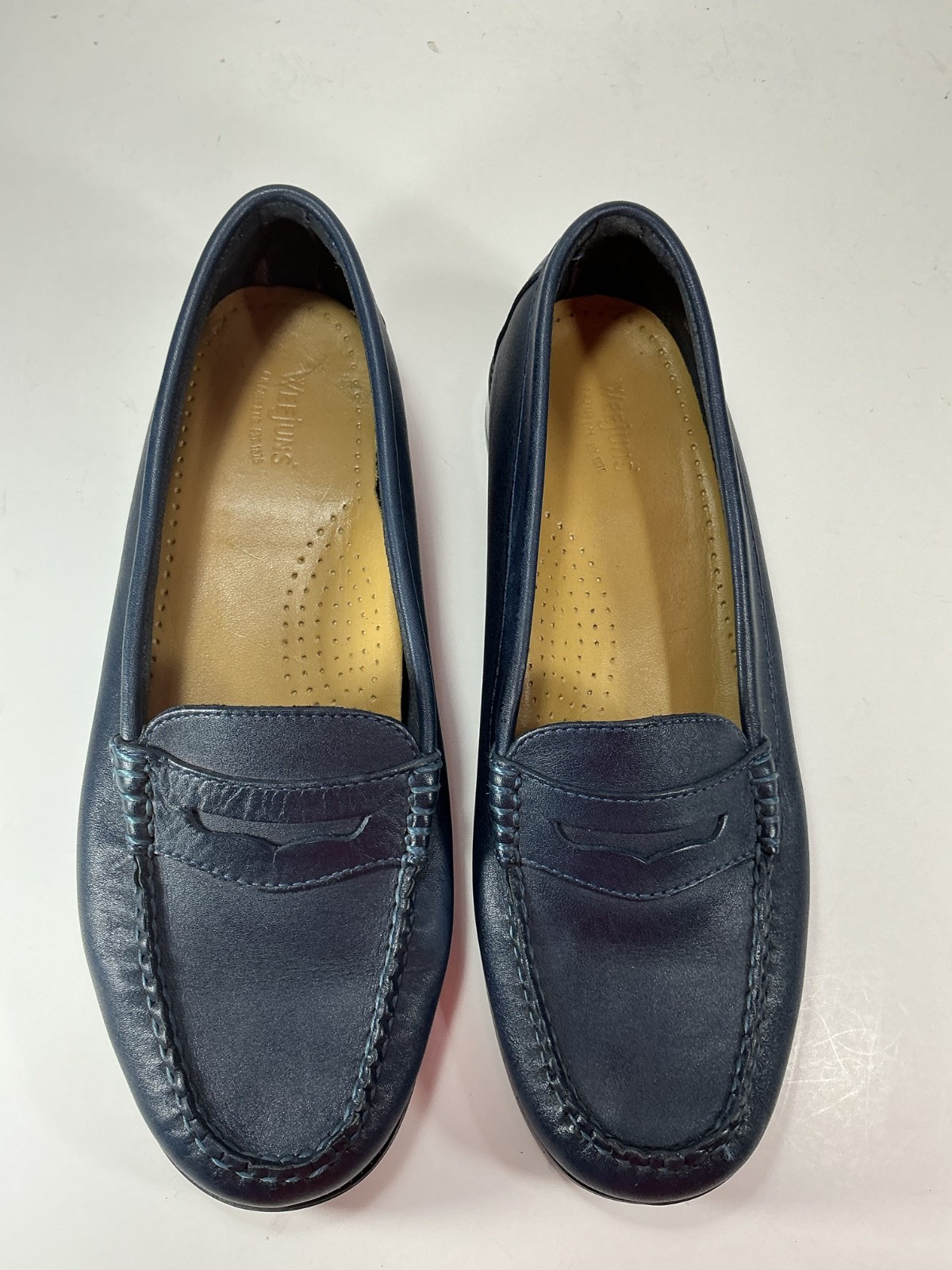 GH Bass Weejuns Kathleen Leather Penny Loafers Women 9 M Blue Slip On Comfort
