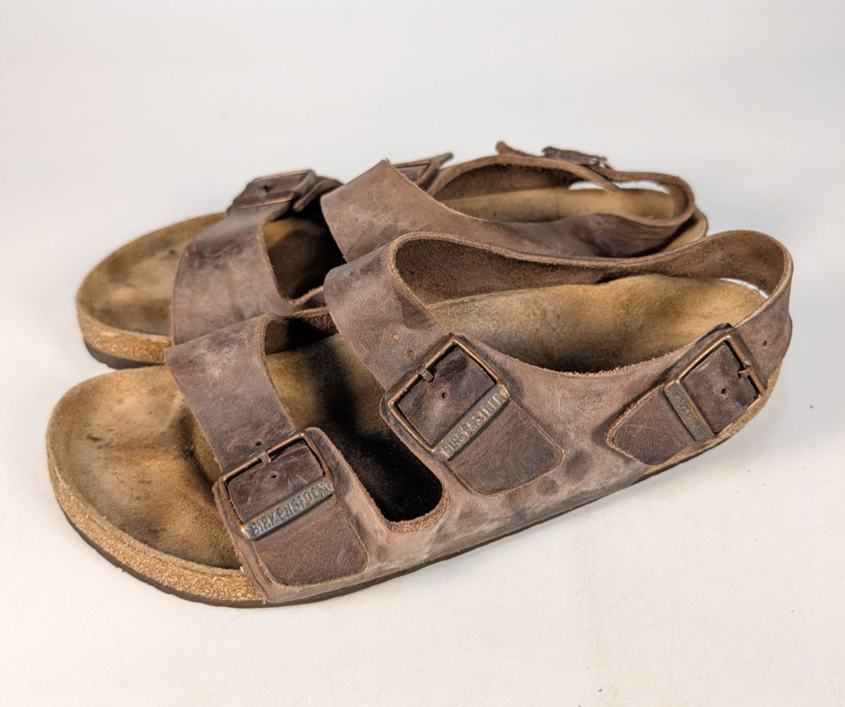 Birkenstock Milano Saddle Brown Leather Sandals Shoes Slingback Size 42 / W11 M9